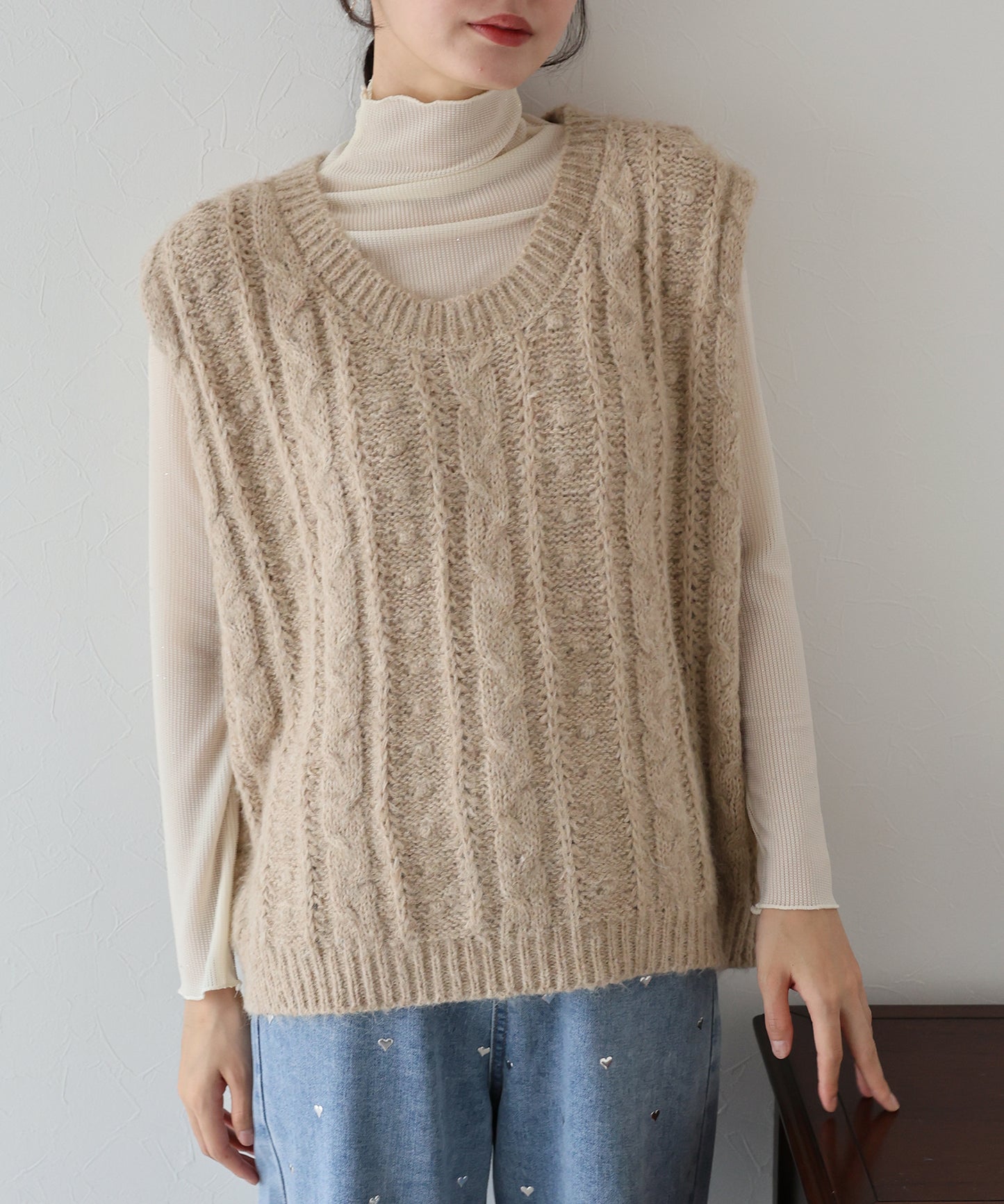 【TIME SALE】ケーブルニットベスト