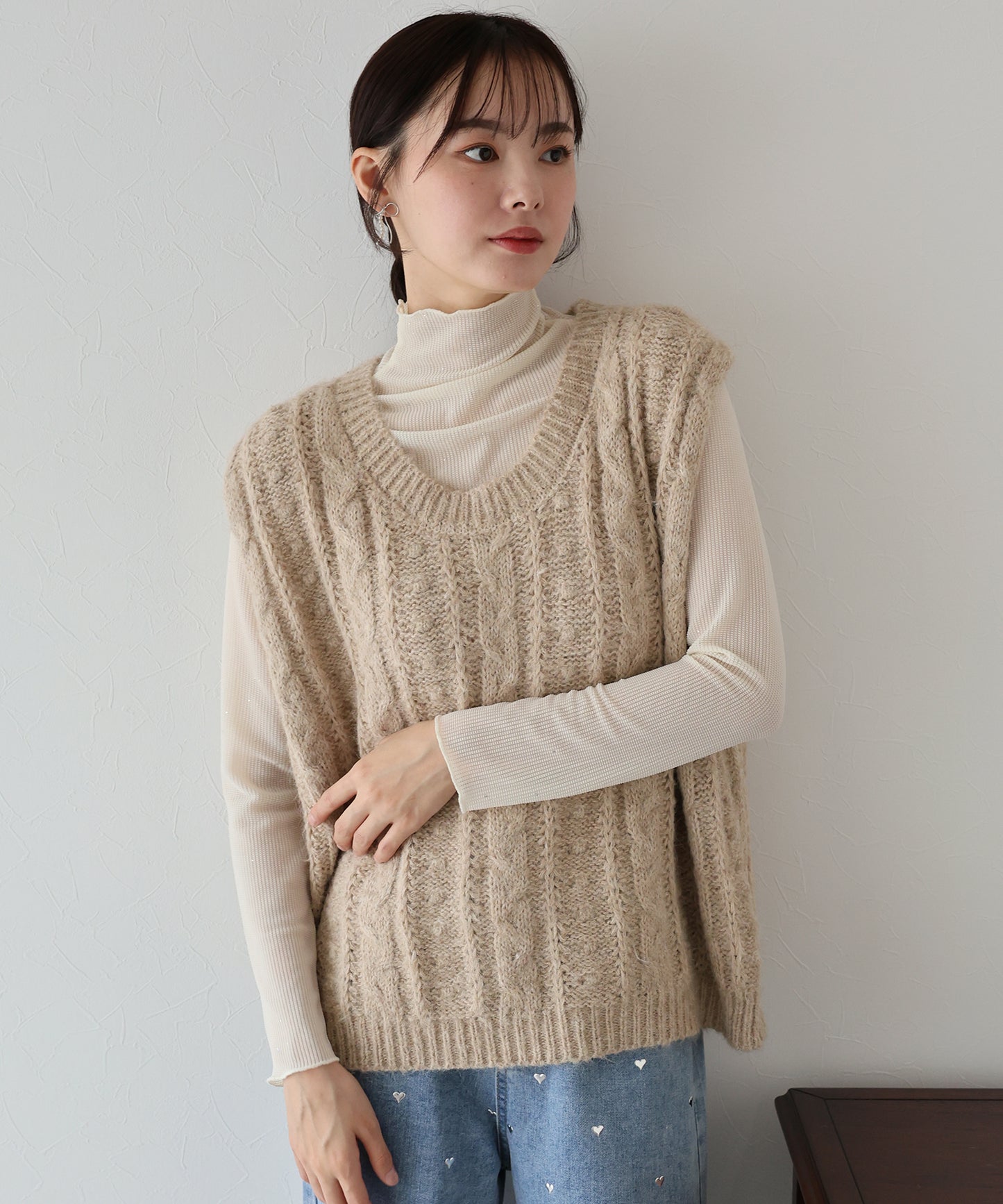 【TIME SALE】ケーブルニットベスト