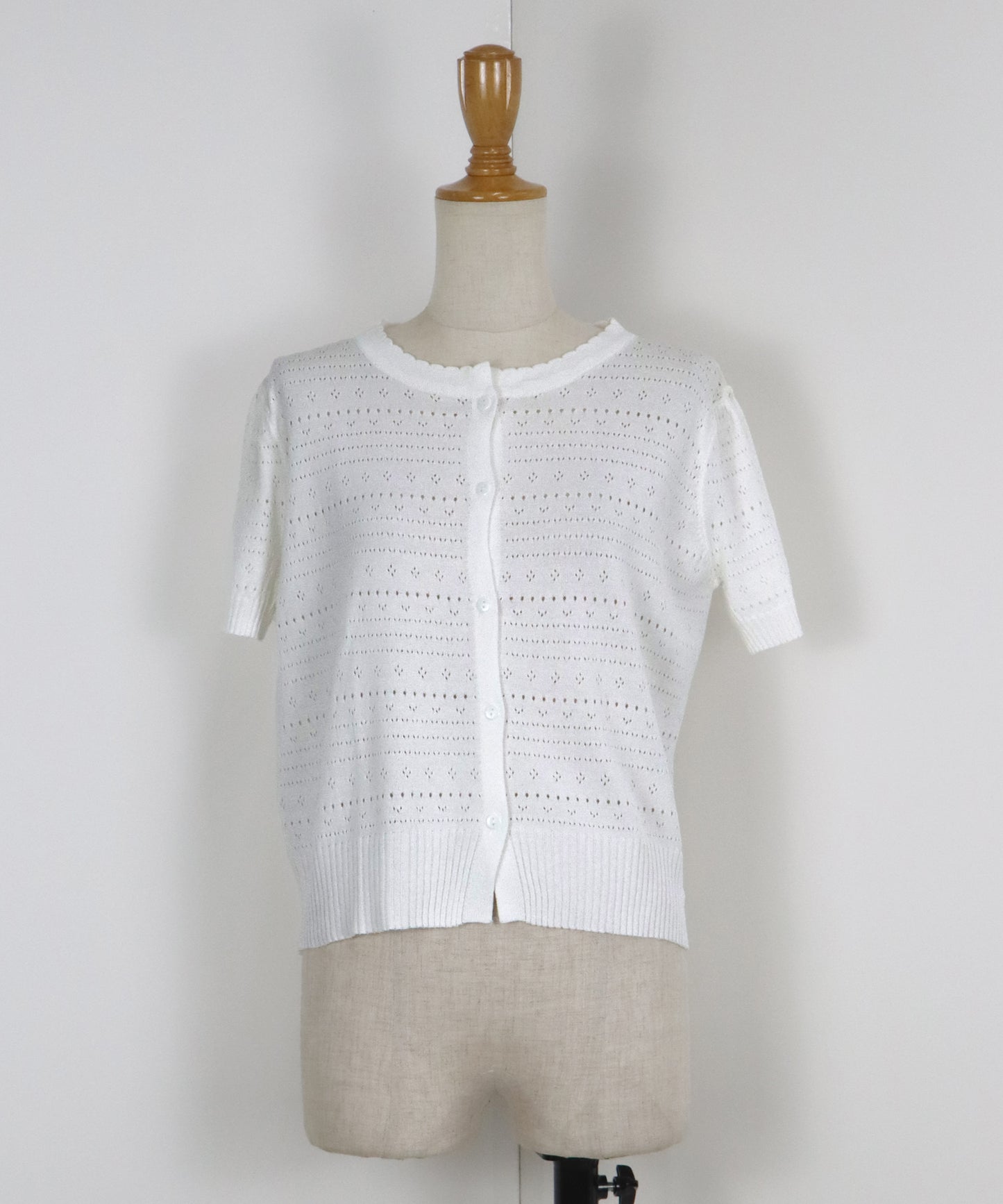 【SALE】透かし編み半袖ニットカーディガン【ネコポス】