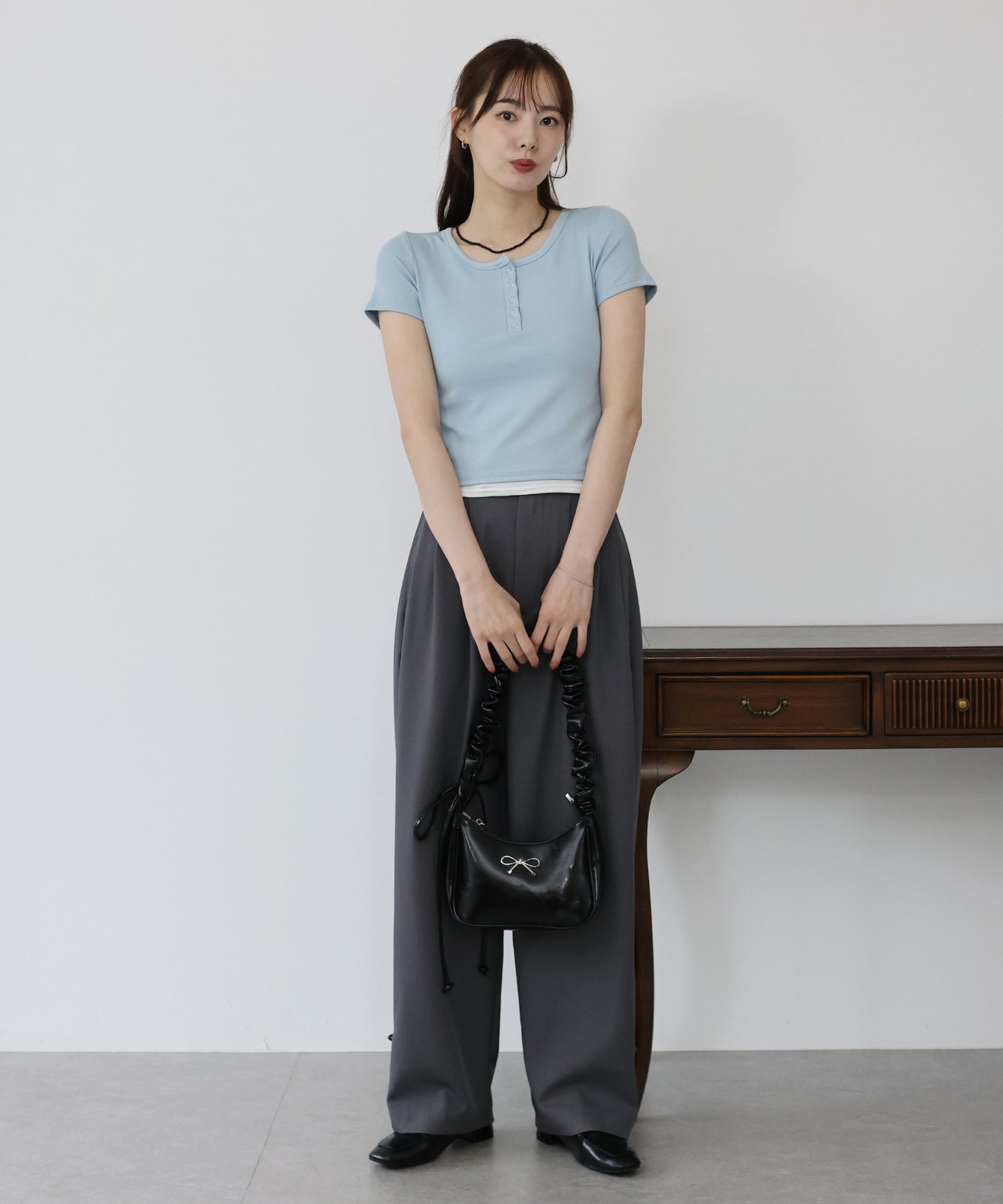 【TIME SALE】ヘンリーネック半袖Tシャツ【ネコポス】