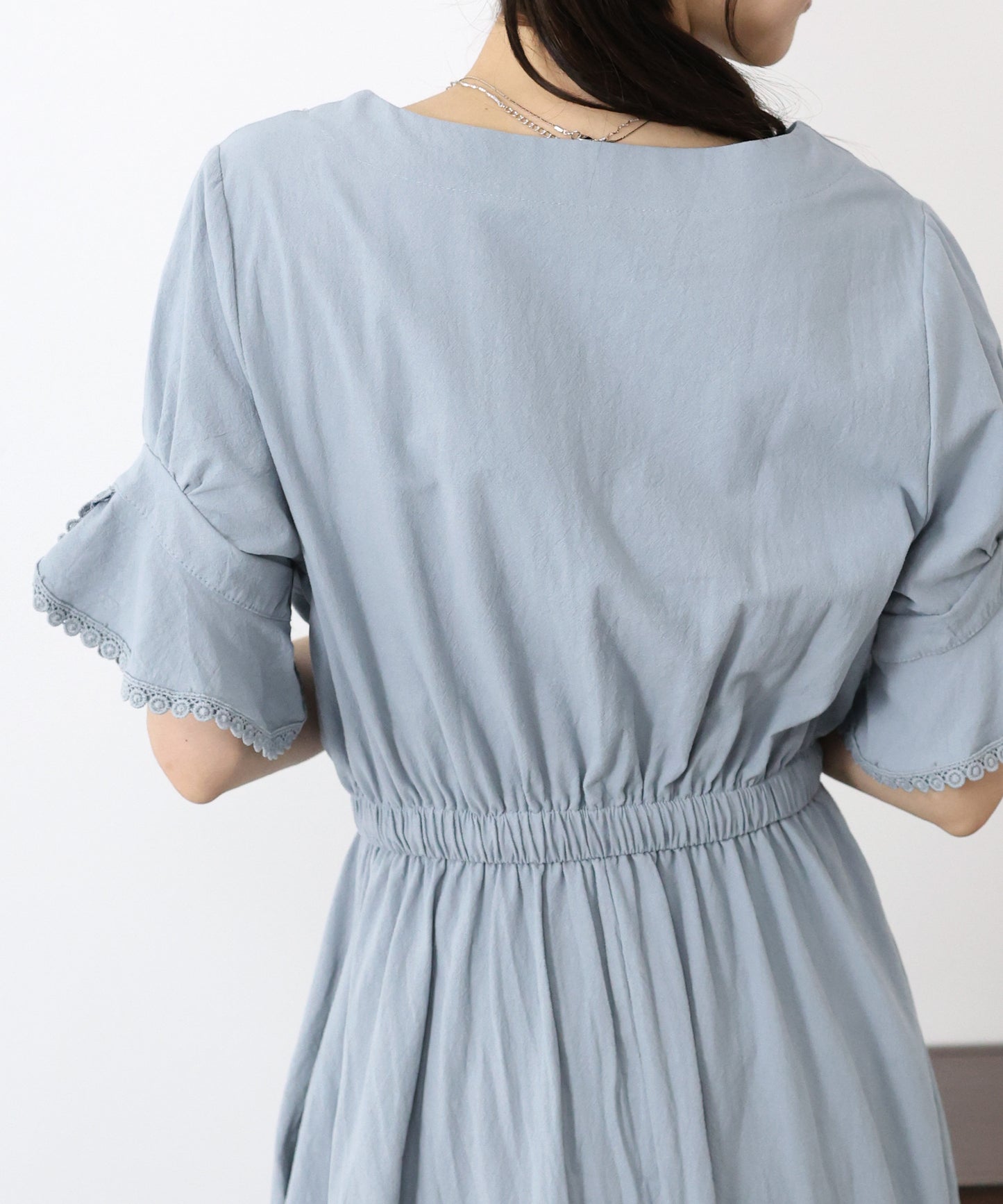 【SALE】袖レースドロストワンピース