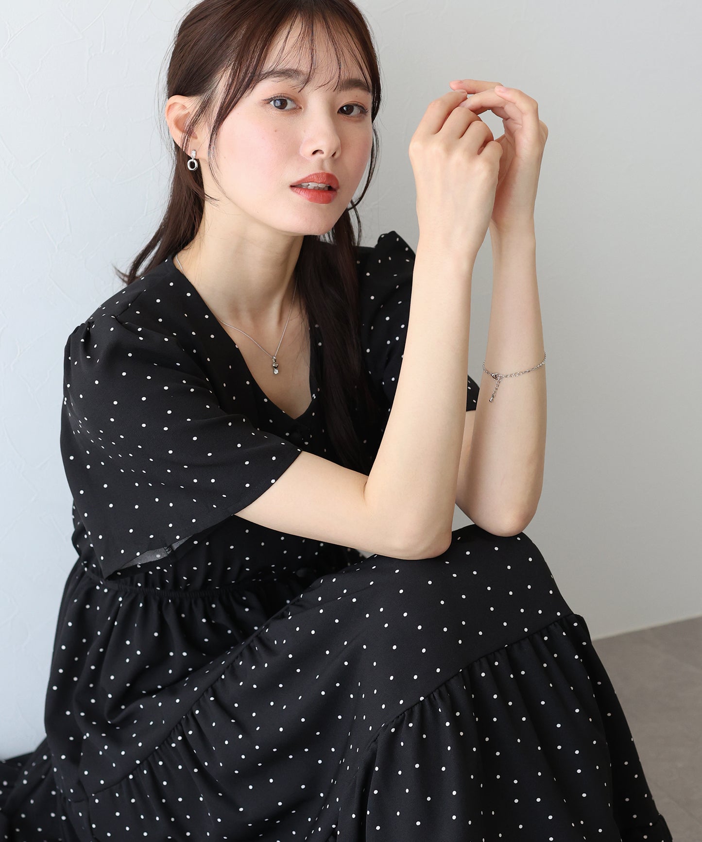 【SALE】フレアスリーブティアードワンピース