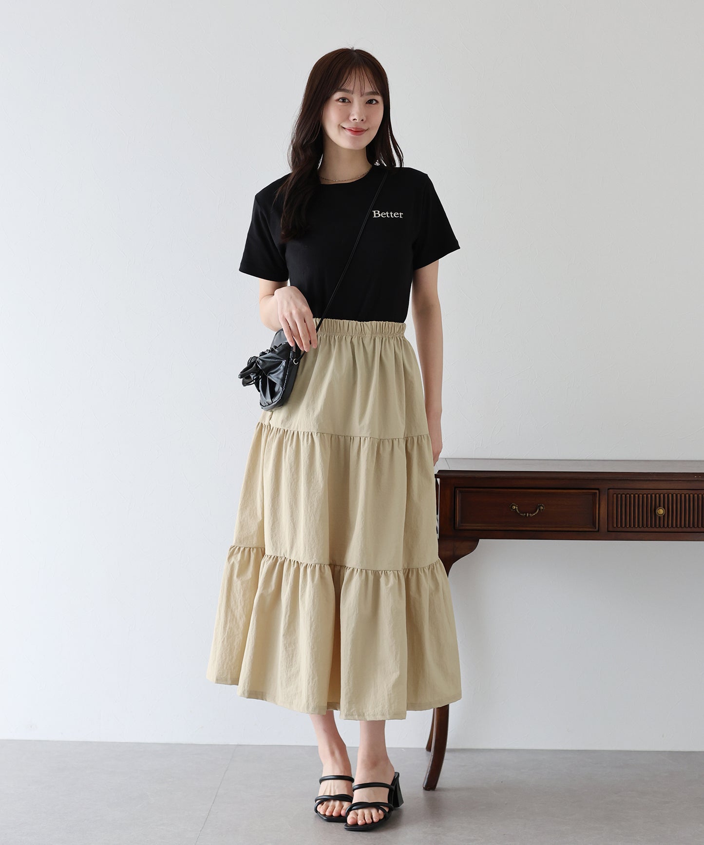 【SALE】ナイロンティアードスカート