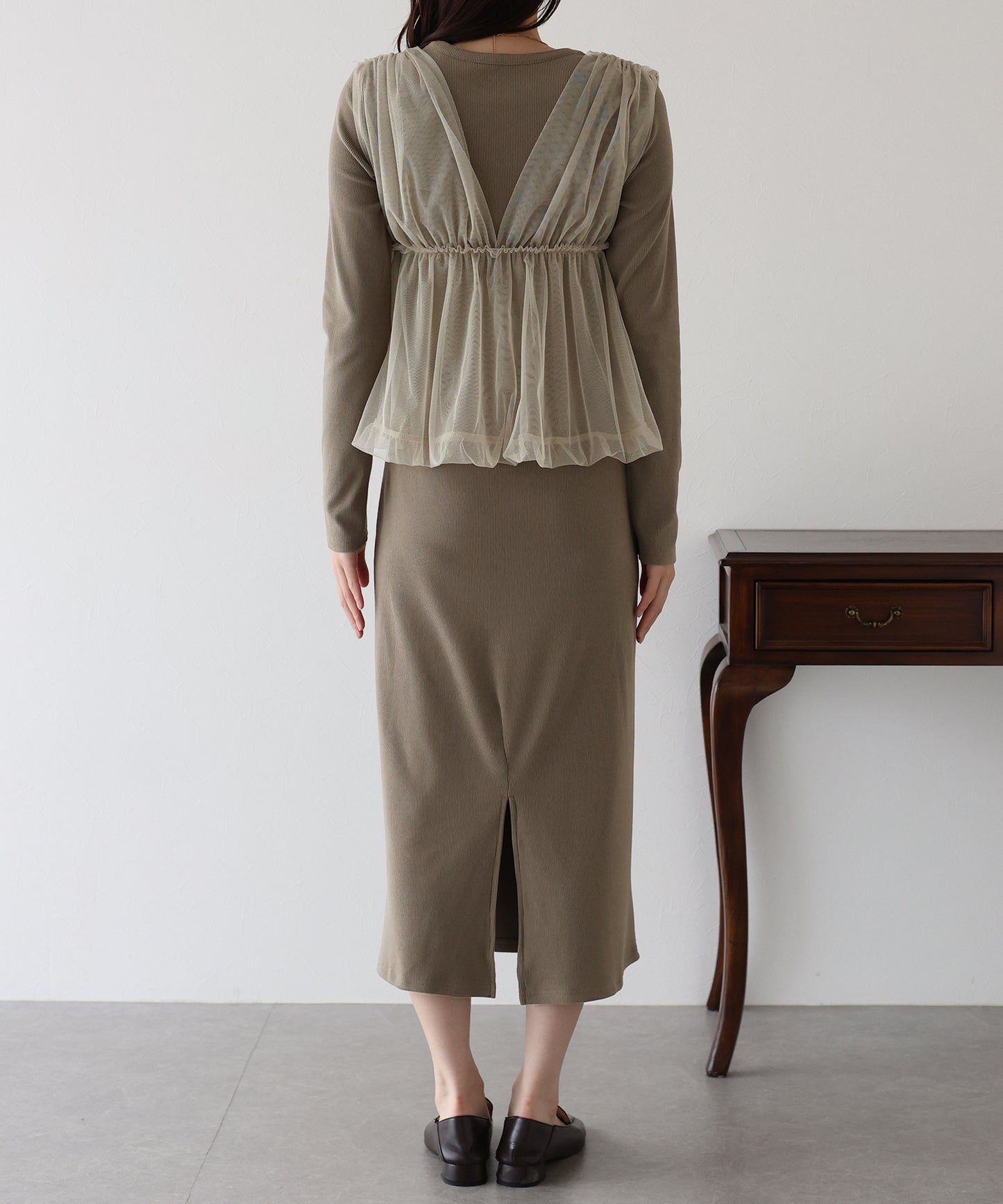 チュールバルーンドッキングワンピース