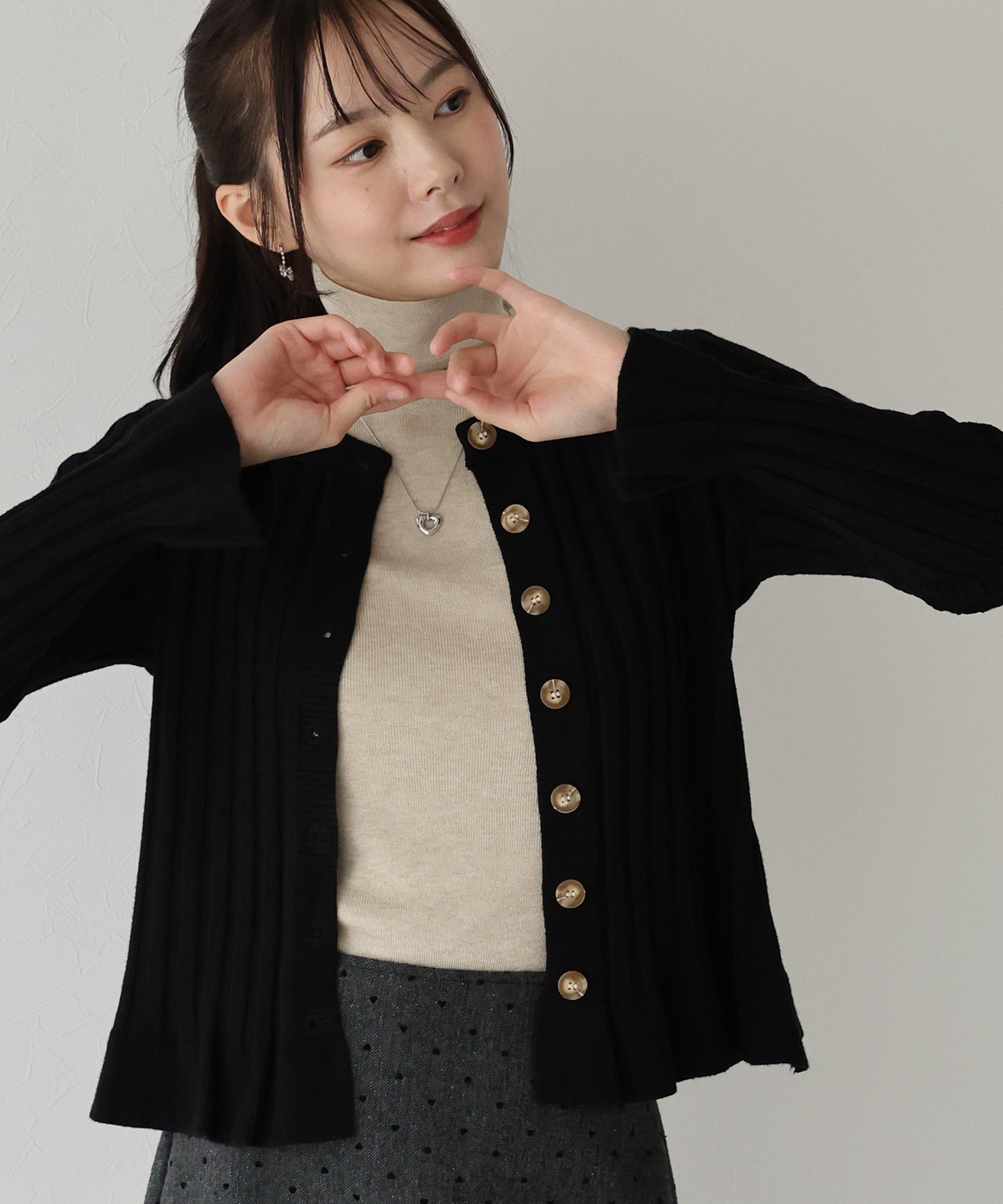 【TIME SALE】ワイドリブペプラムカーディガン