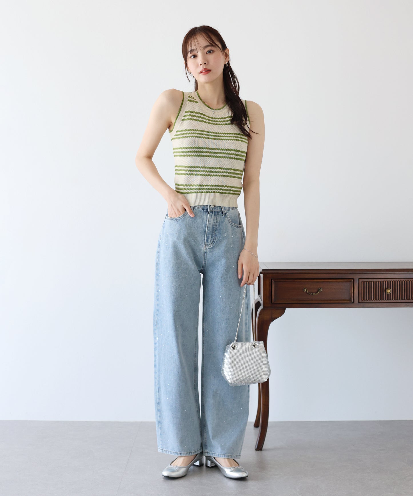 【SALE】ボーダーノースリニット【ネコポス】