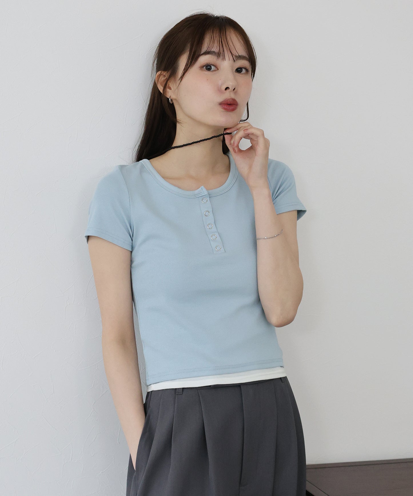 【TIME SALE】ヘンリーネック半袖Tシャツ【ネコポス】