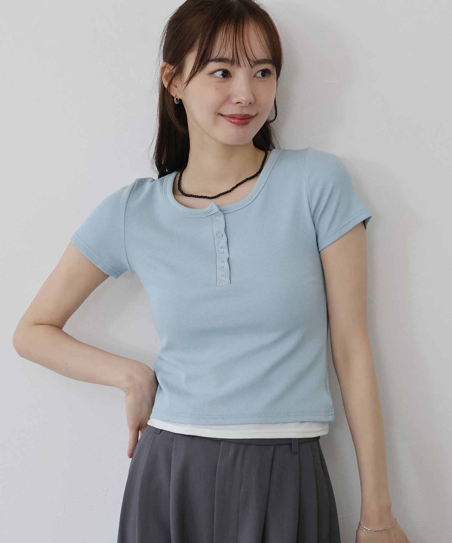【TIME SALE】ヘンリーネック半袖Tシャツ【ネコポス】