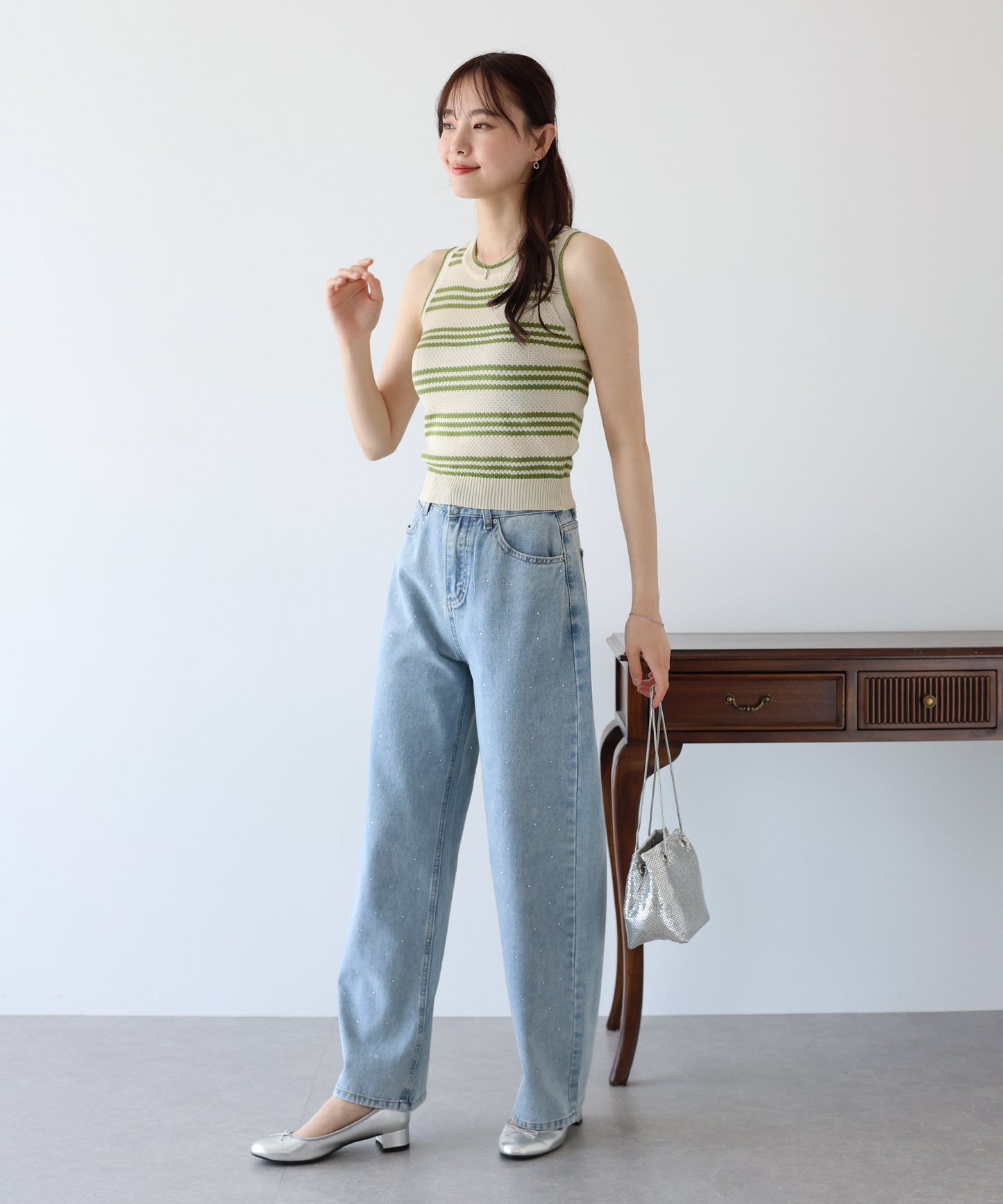 【SALE】ボーダーノースリニット【ネコポス】