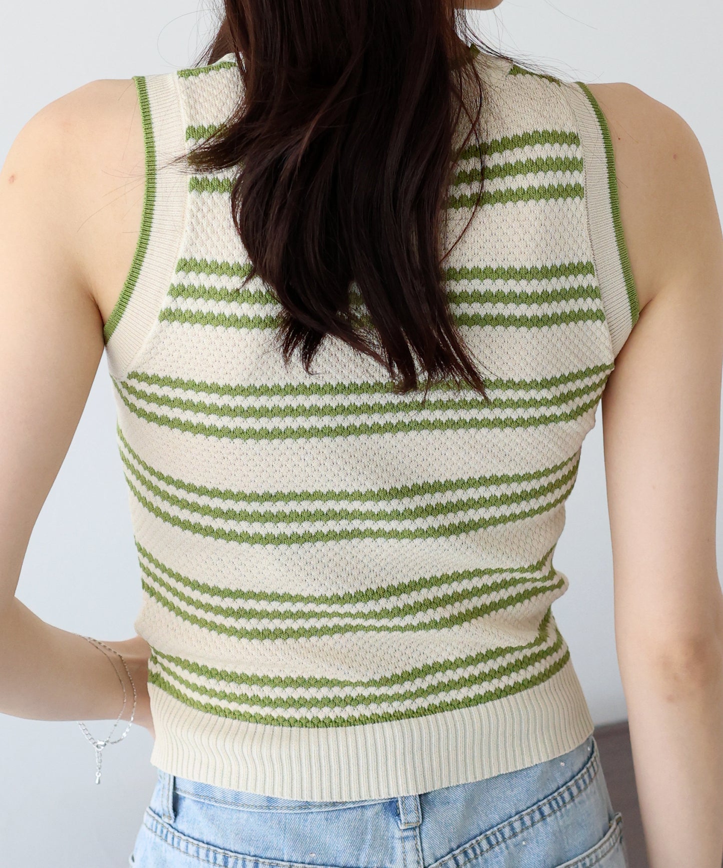 【SALE】ボーダーノースリニット【ネコポス】