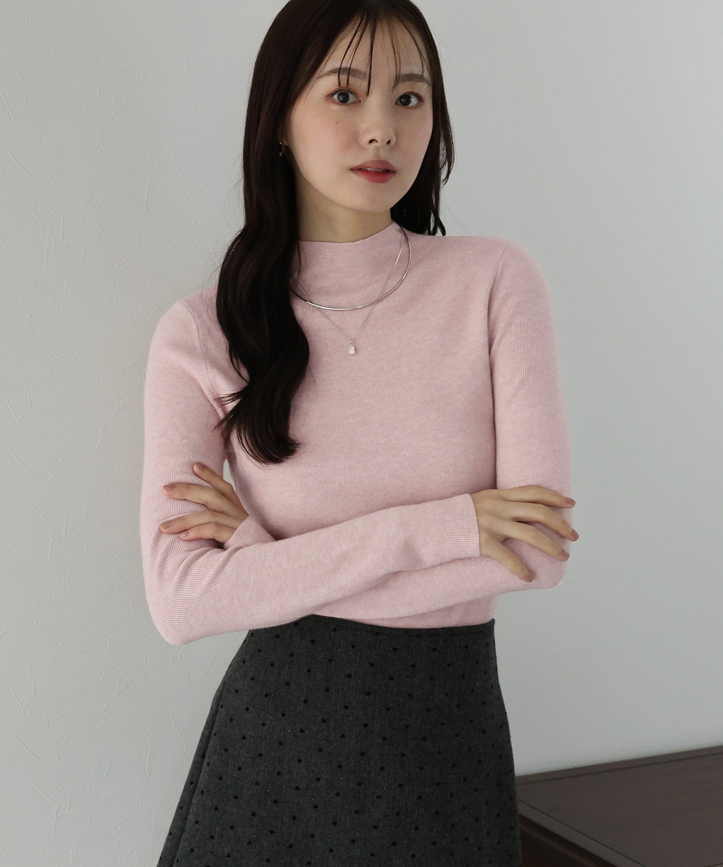 【TIME SALE】ウール混ベーシックハイネックニット
