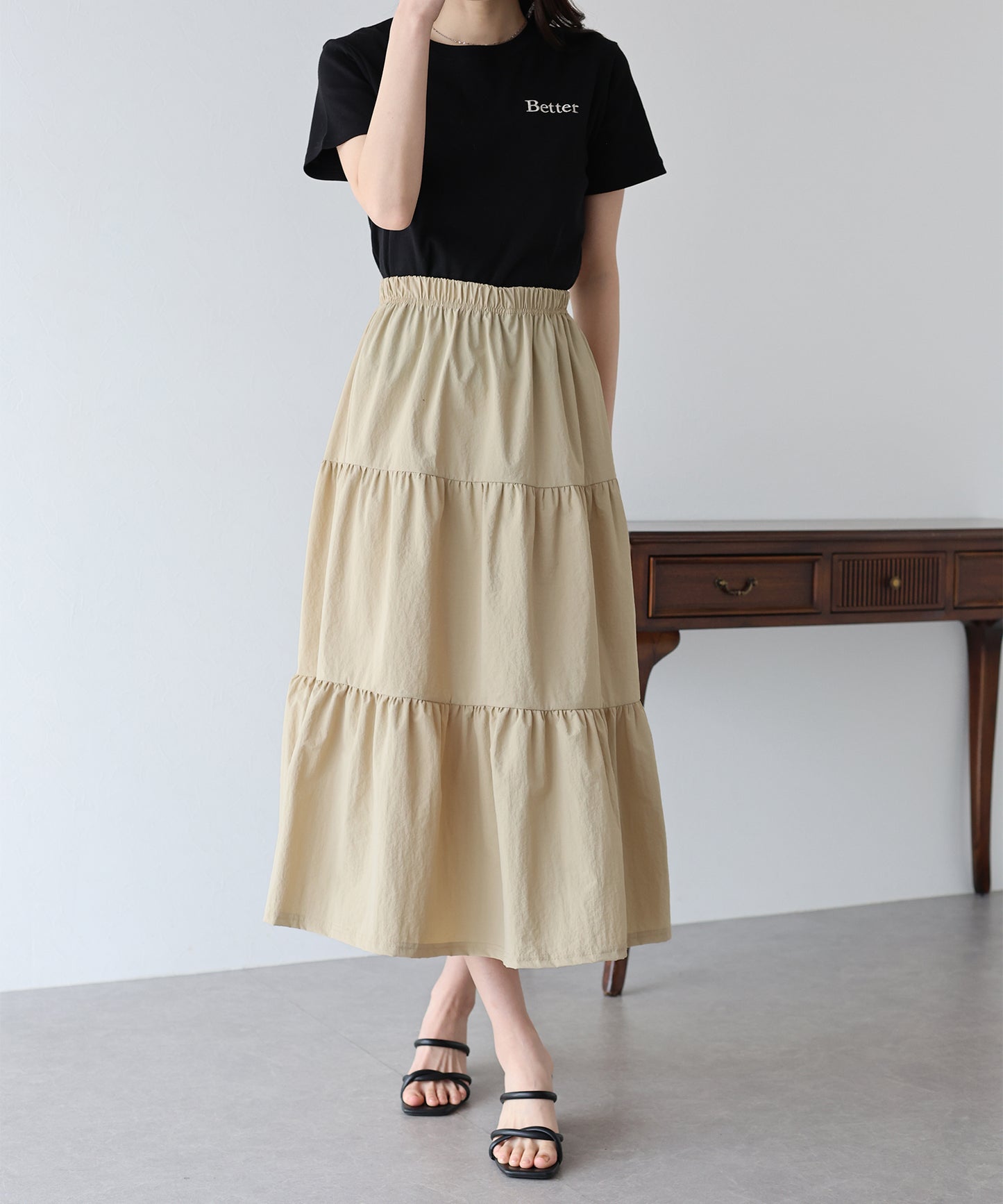 【SALE】ナイロンティアードスカート
