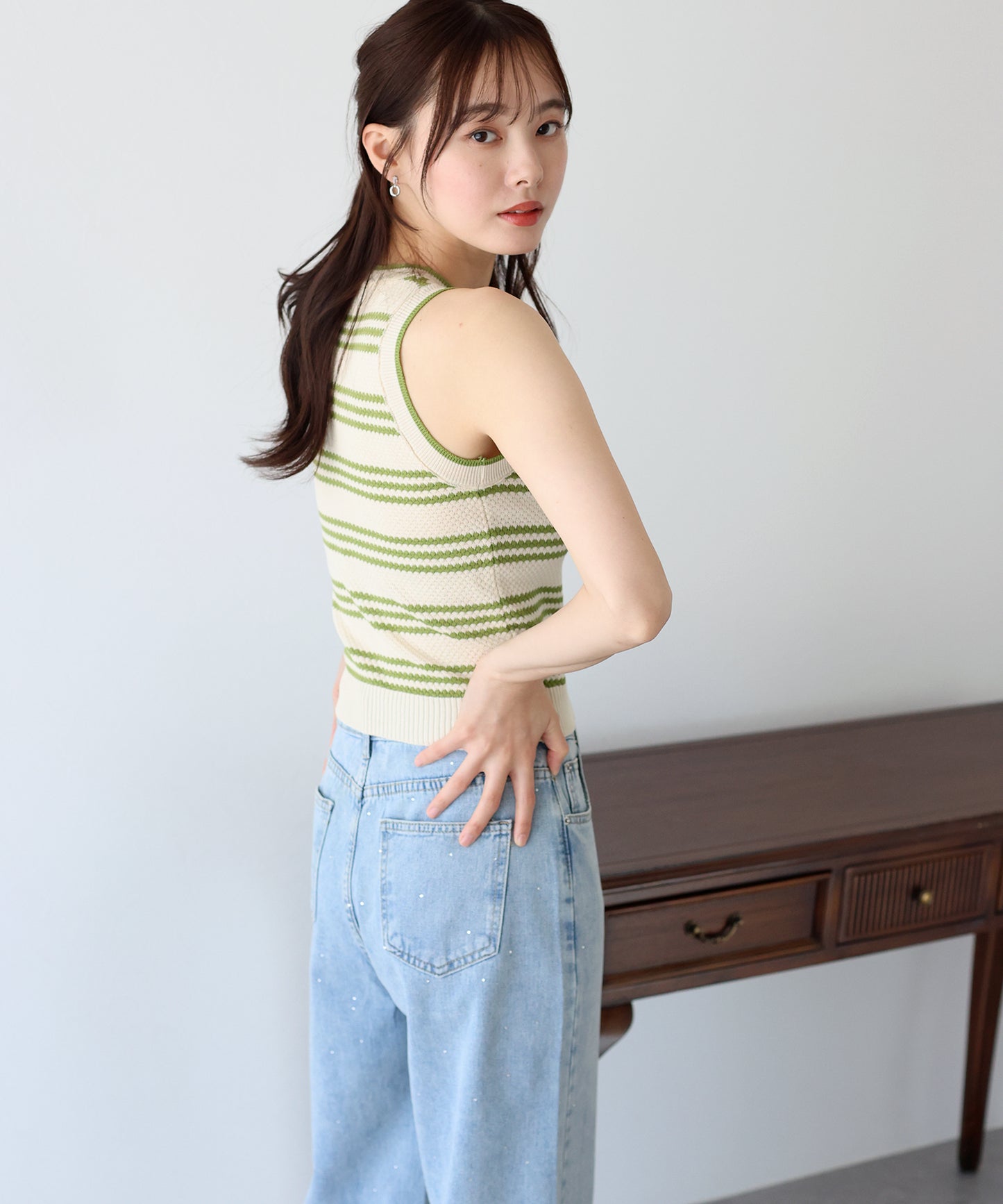 【SALE】ボーダーノースリニット【ネコポス】