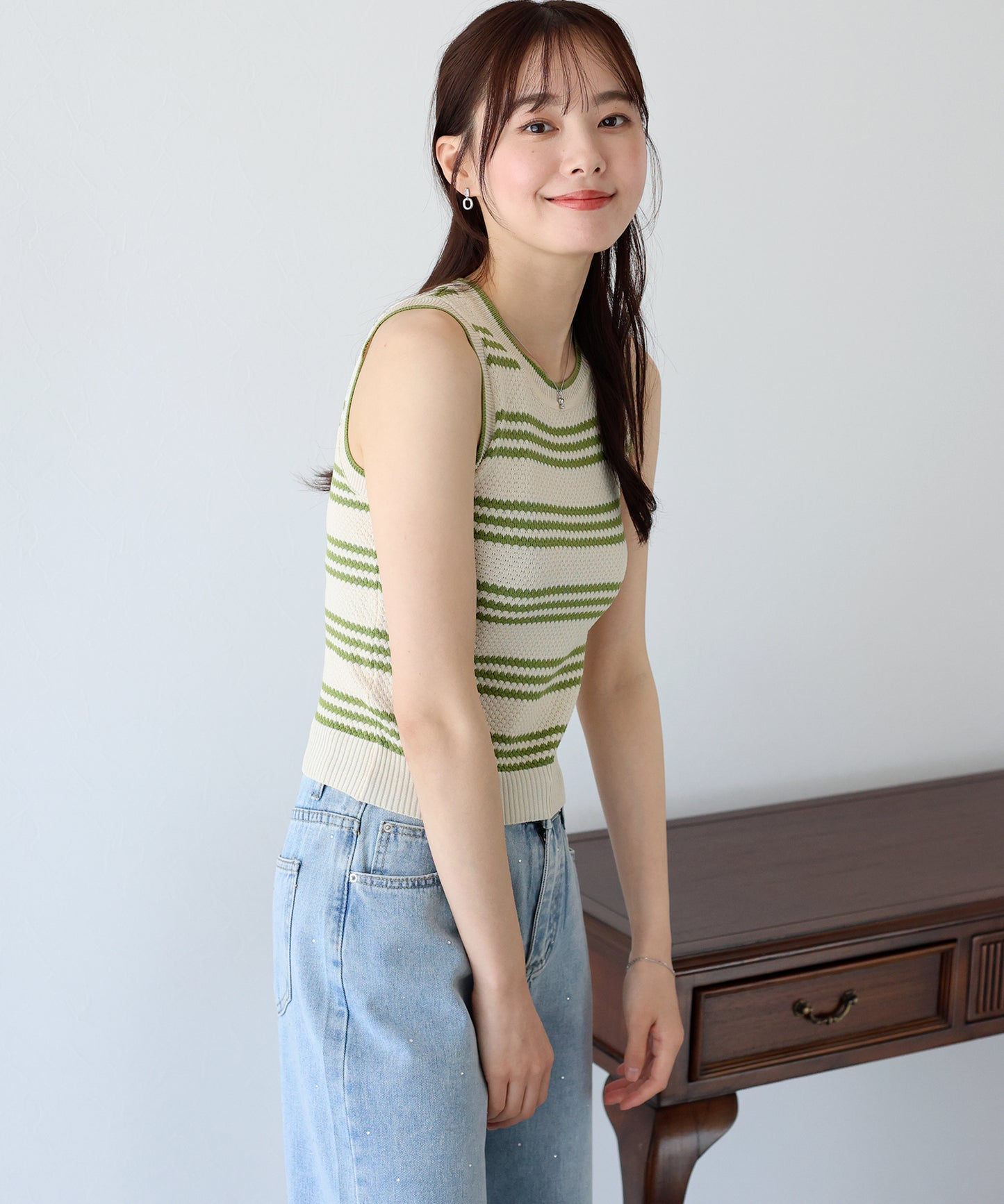 【SALE】ボーダーノースリニット【ネコポス】