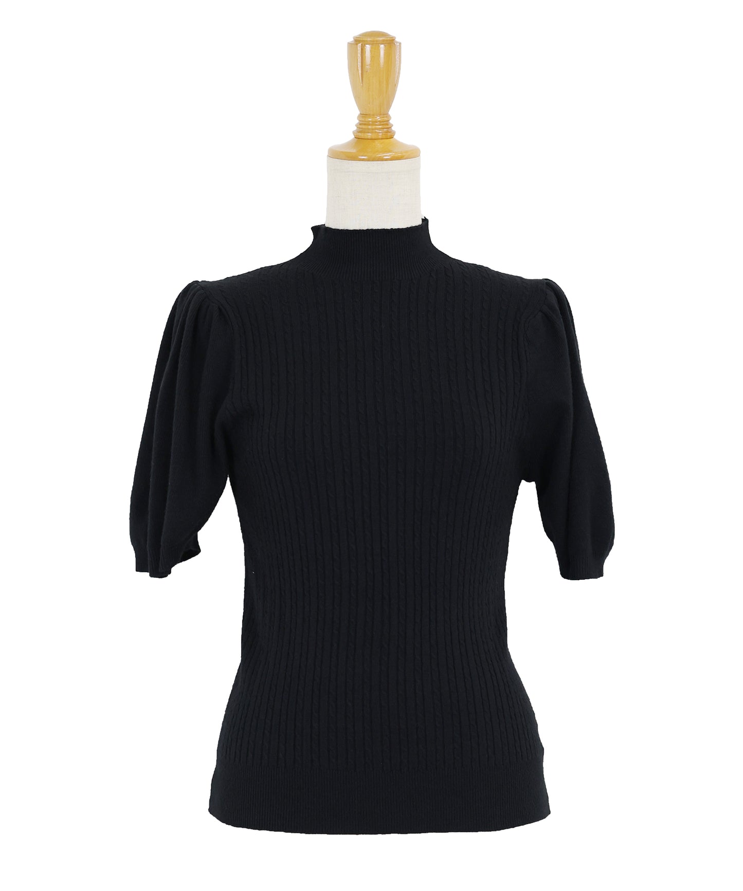 【SALE】パフスリーブ半袖ミニケーブルニット