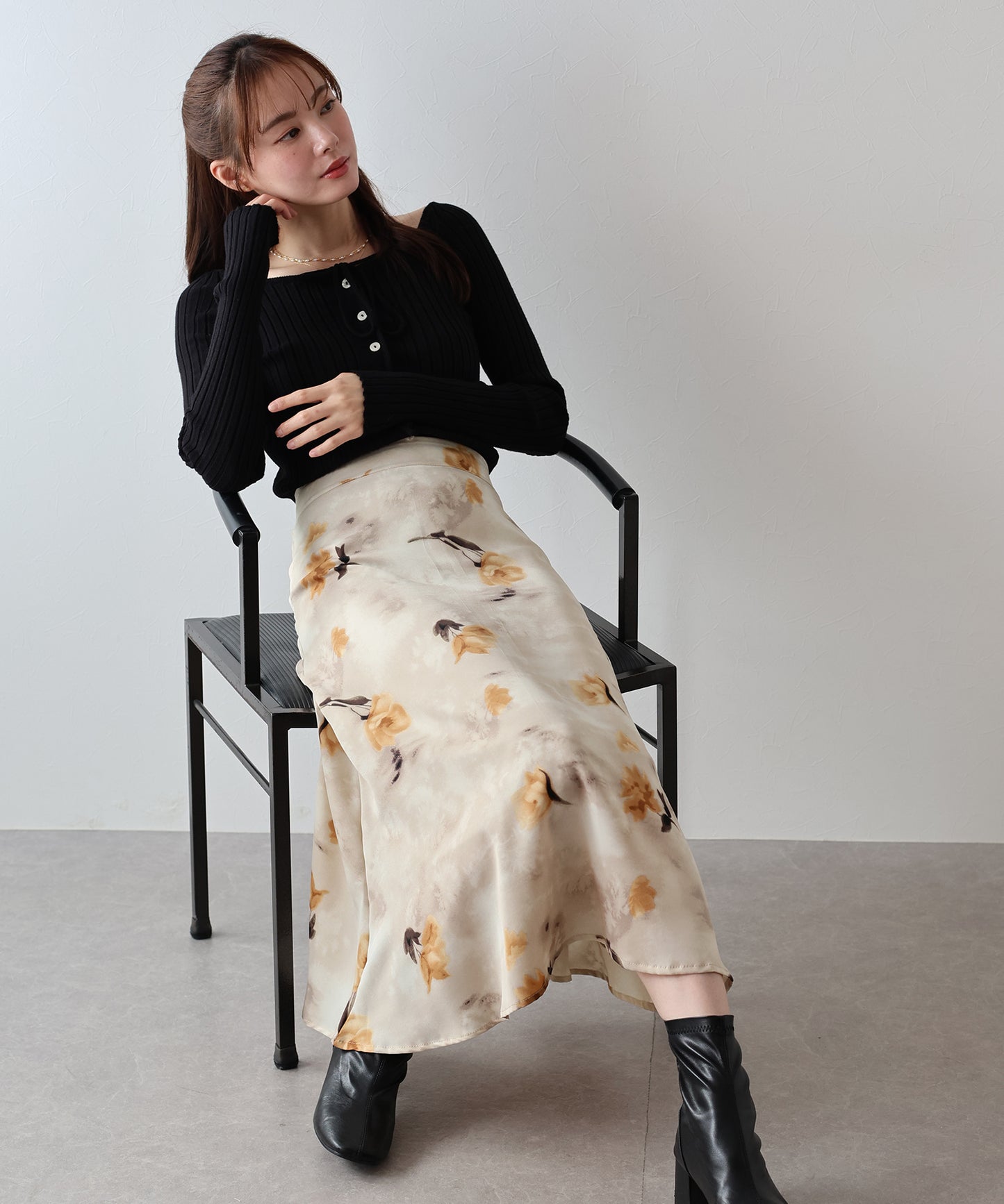 【早割5%OFF】フラワープリント マーメイドスカート