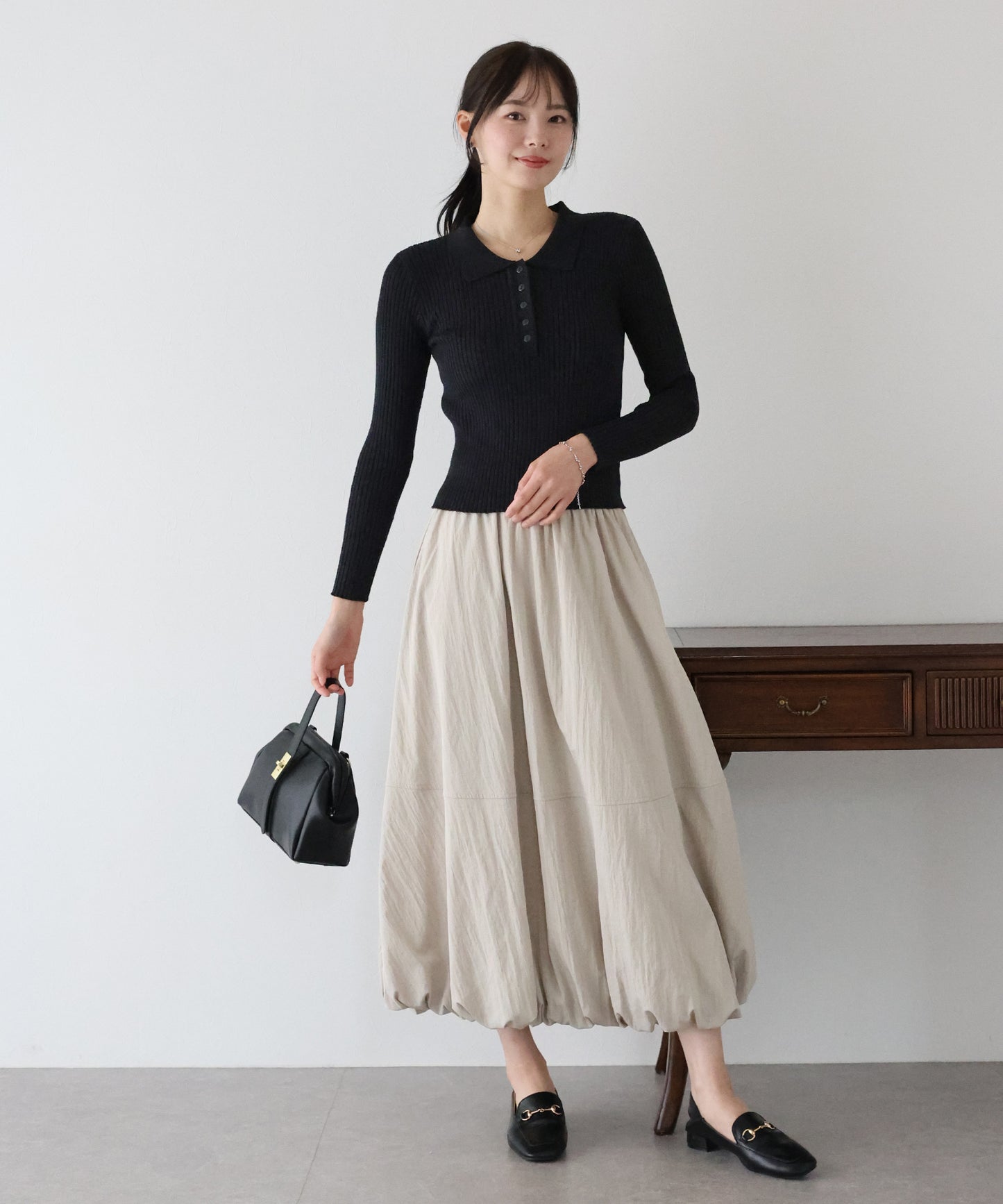 ポロ衿リブニット