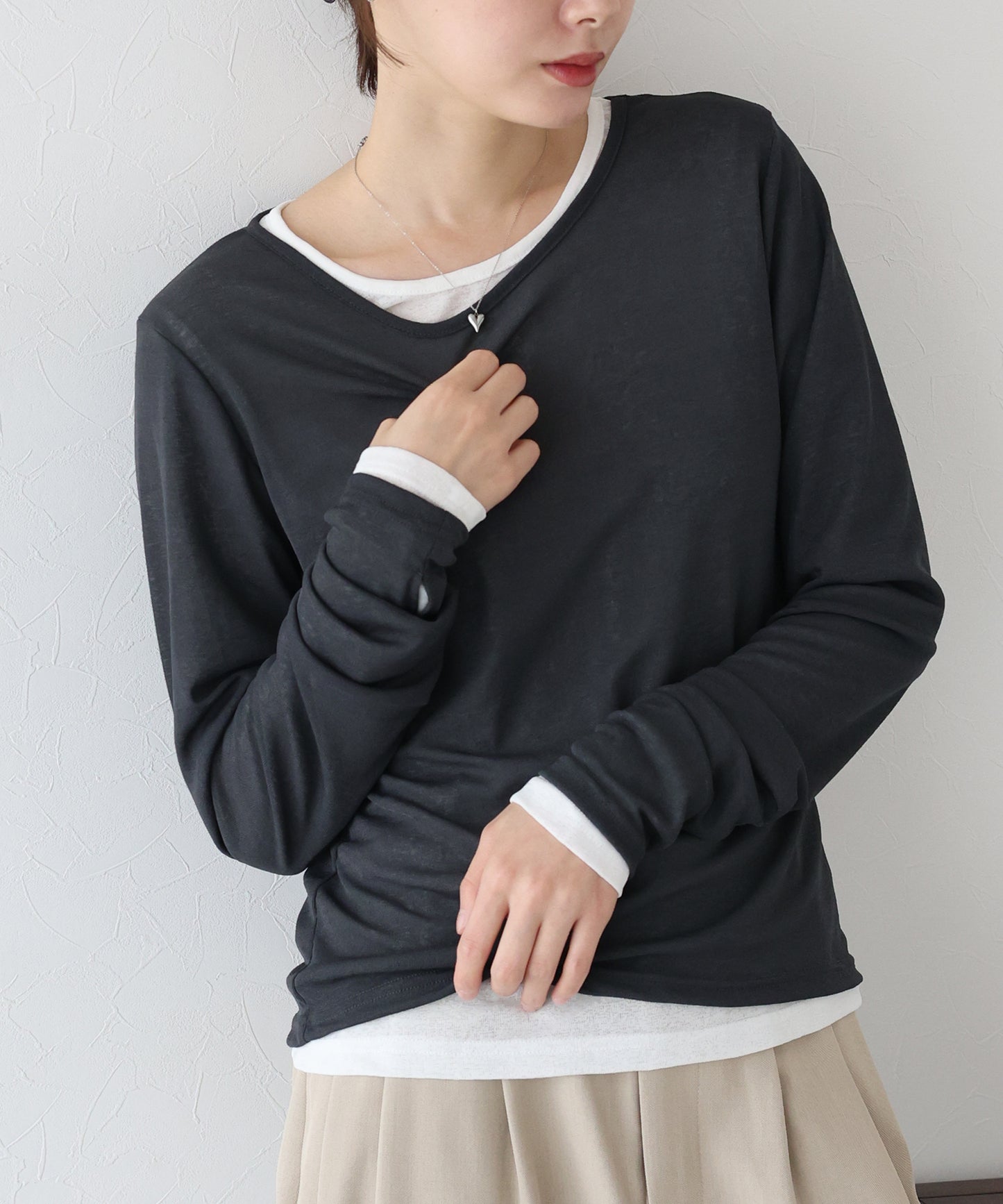 【TIME SALE】クルーネックシアートップス【ネコポス】