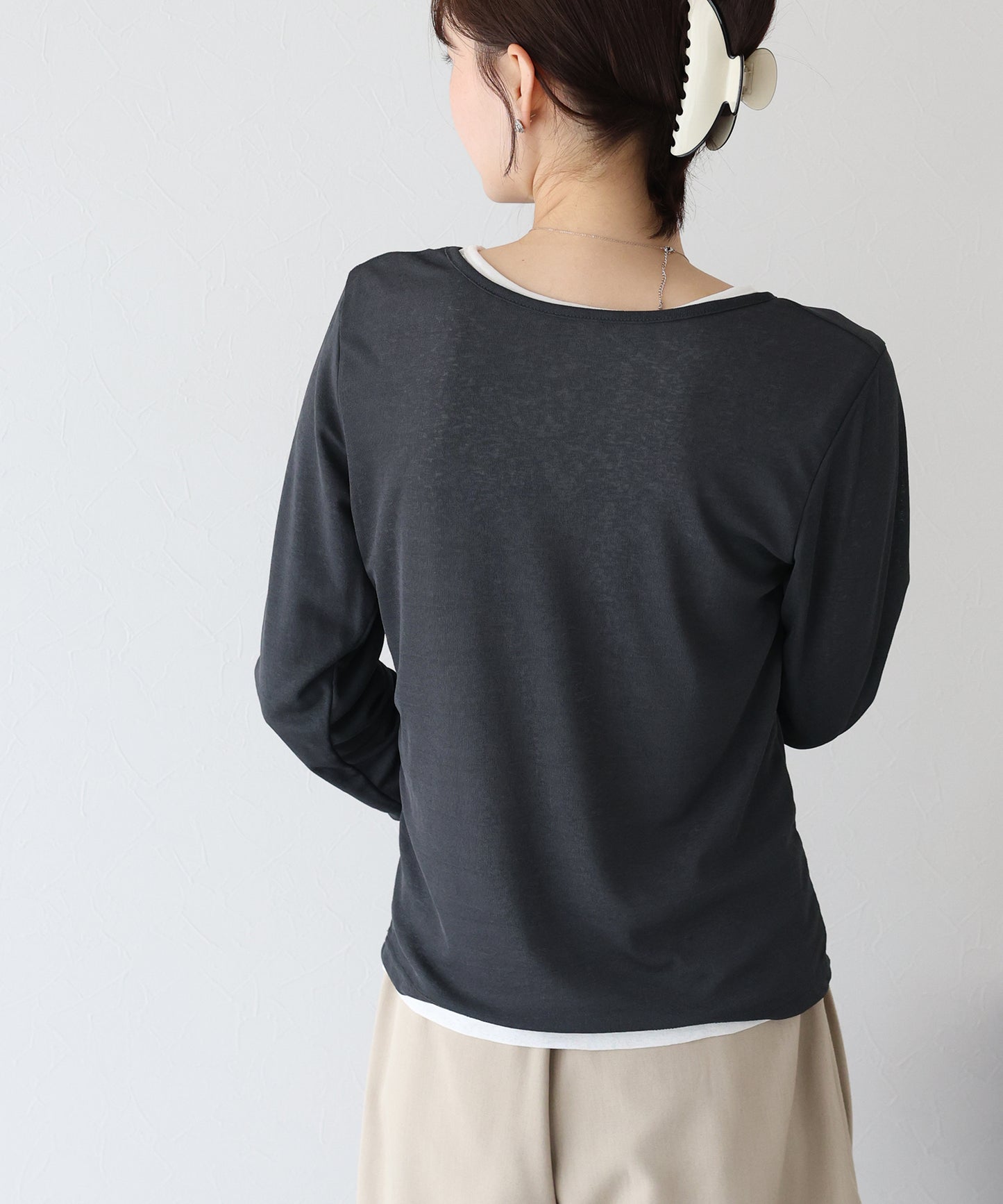 【TIME SALE】クルーネックシアートップス【ネコポス】