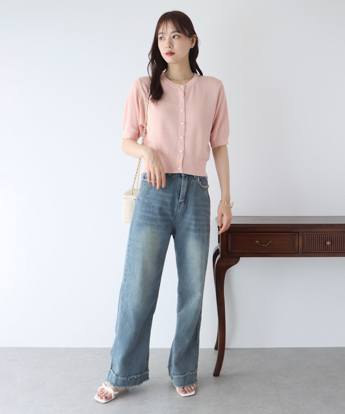 【TIME SALE】ぽこぽこ編みパールボタンカーディガン