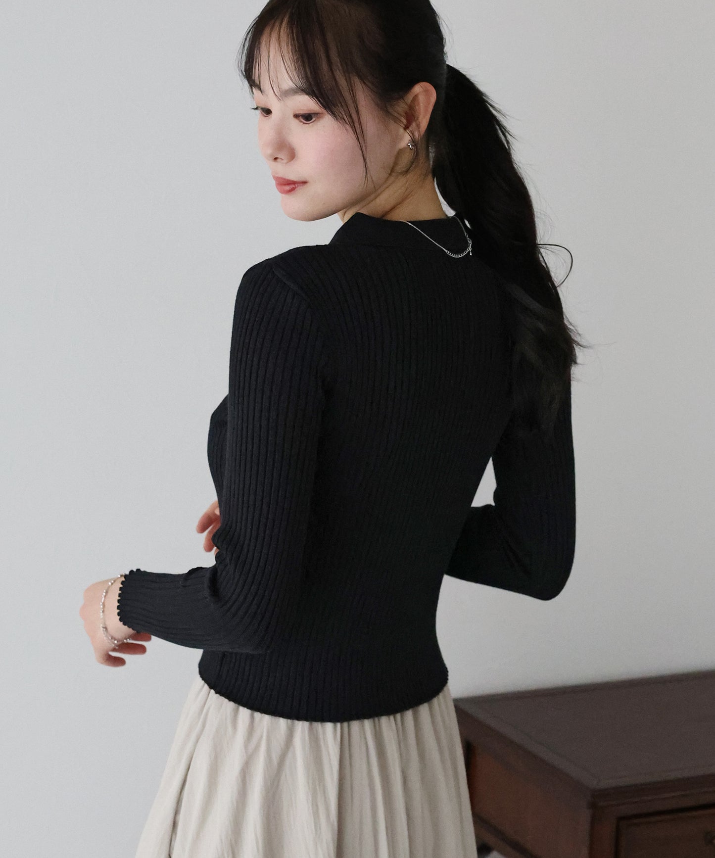 ポロ衿リブニット