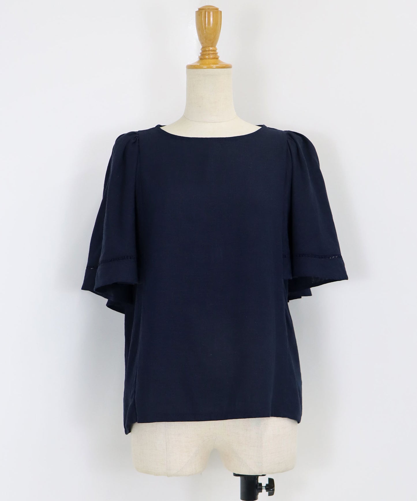 【SALE】ケープ袖リネンブラウス【ネコポス】