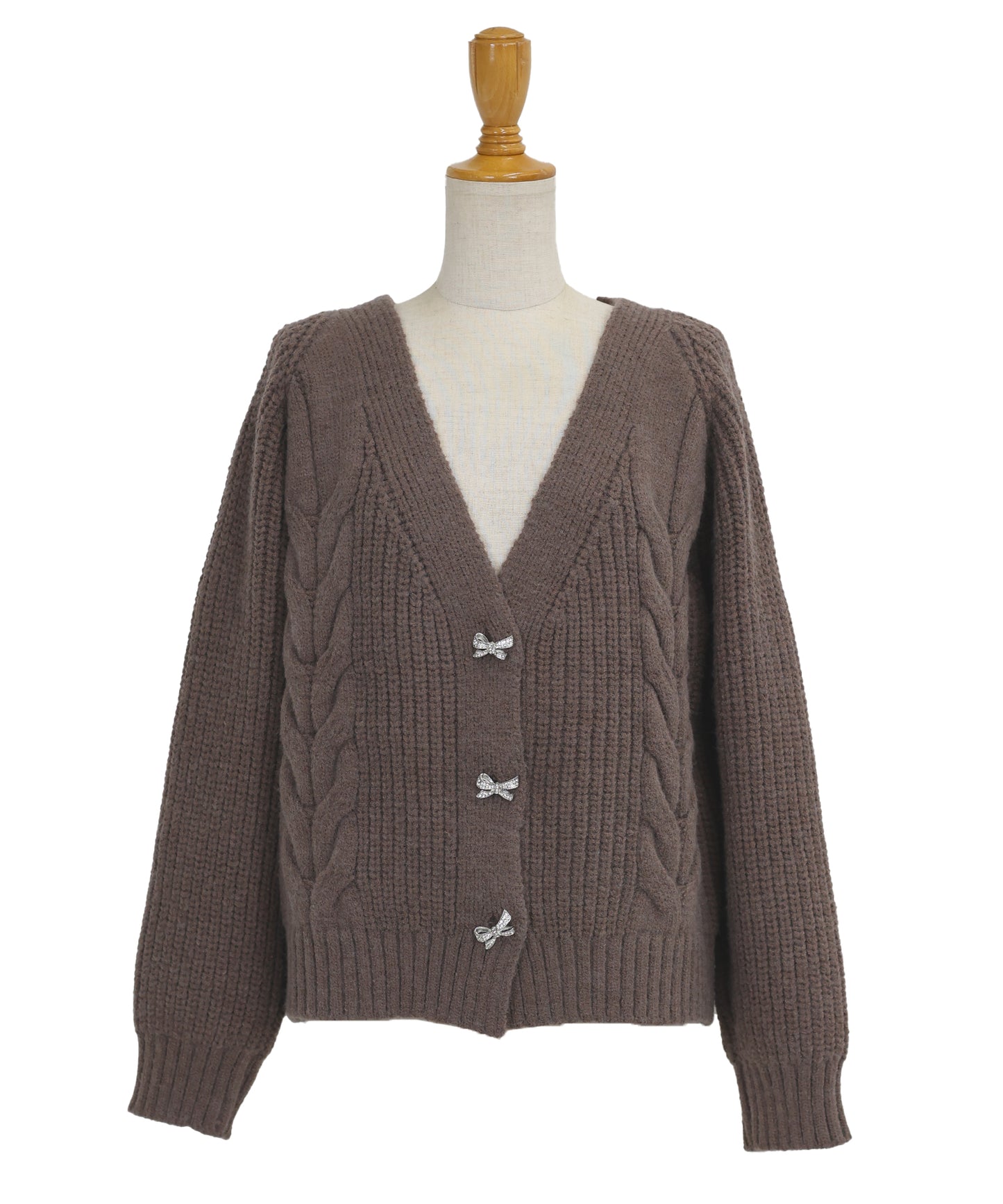 ビジューリボンボタンカーディガン