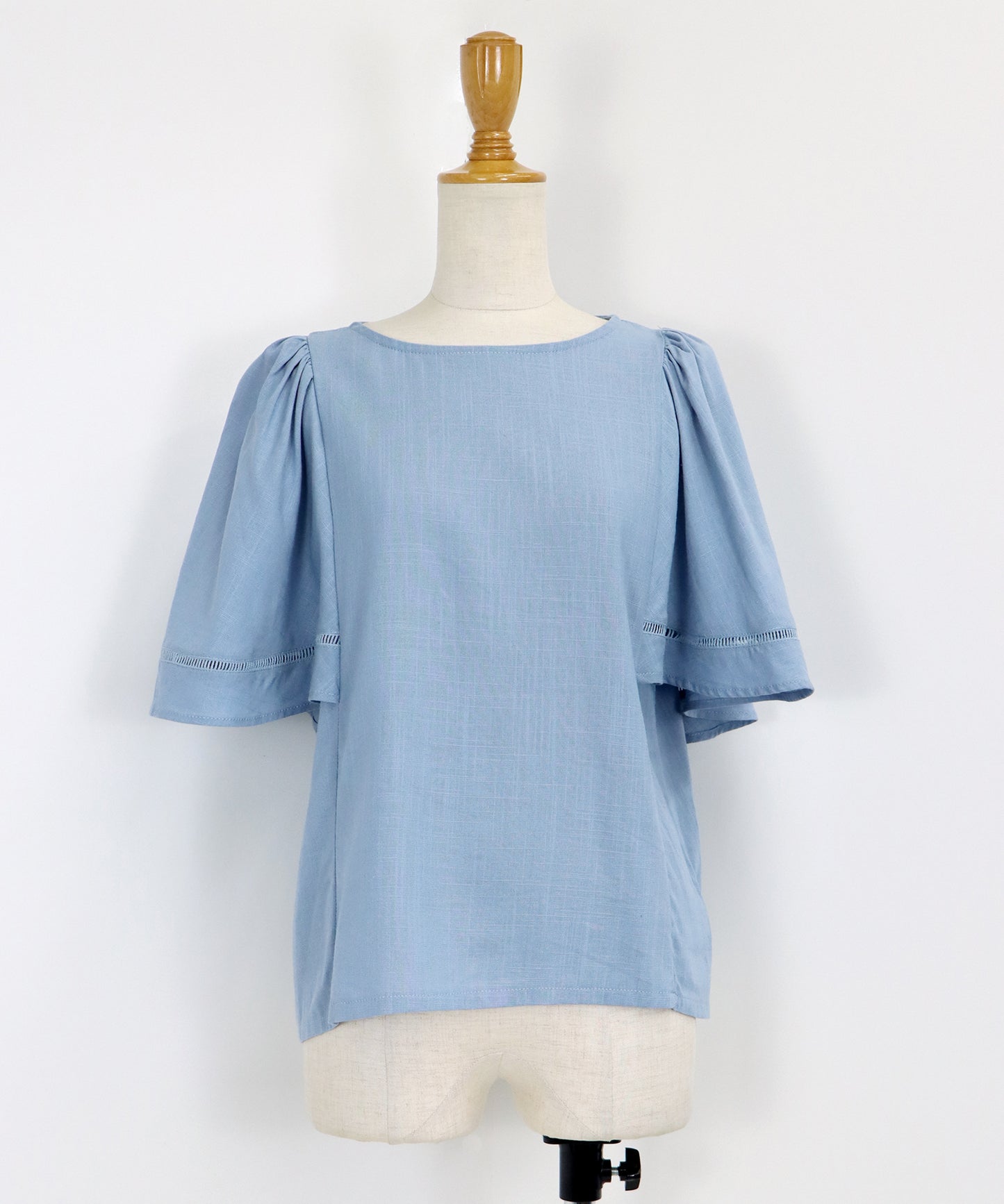 【SALE】ケープ袖リネンブラウス【ネコポス】