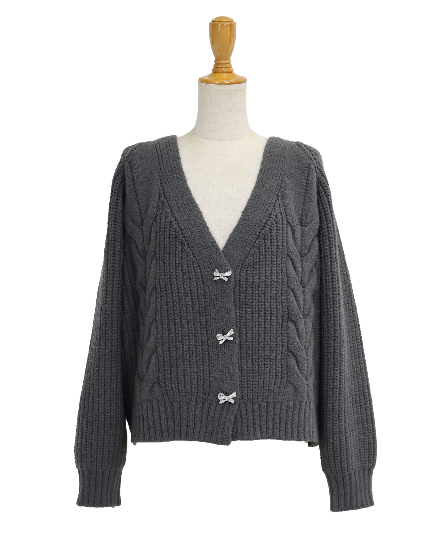 ビジューリボンボタンカーディガン