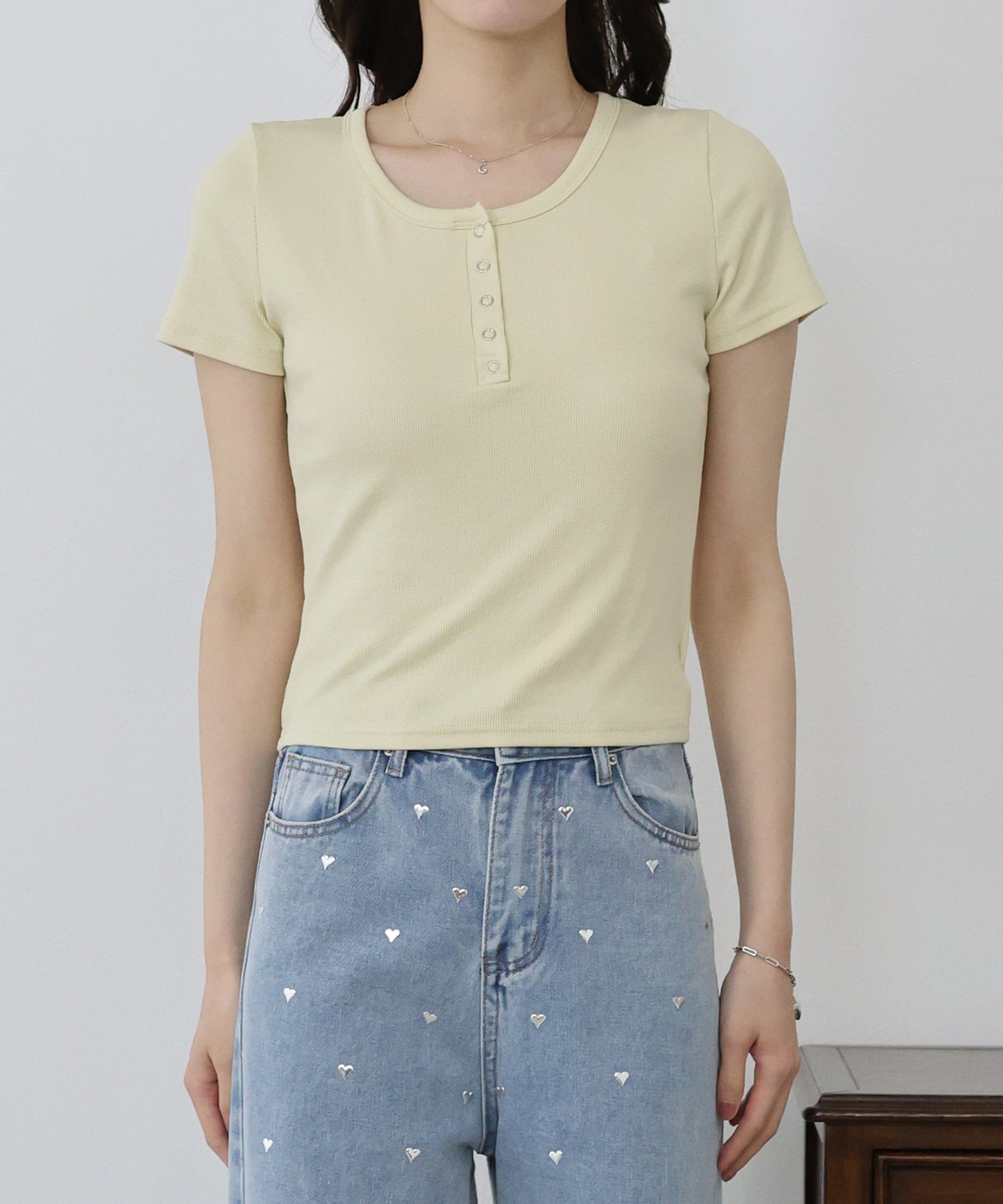 【TIME SALE】ヘンリーネック半袖Tシャツ【ネコポス】