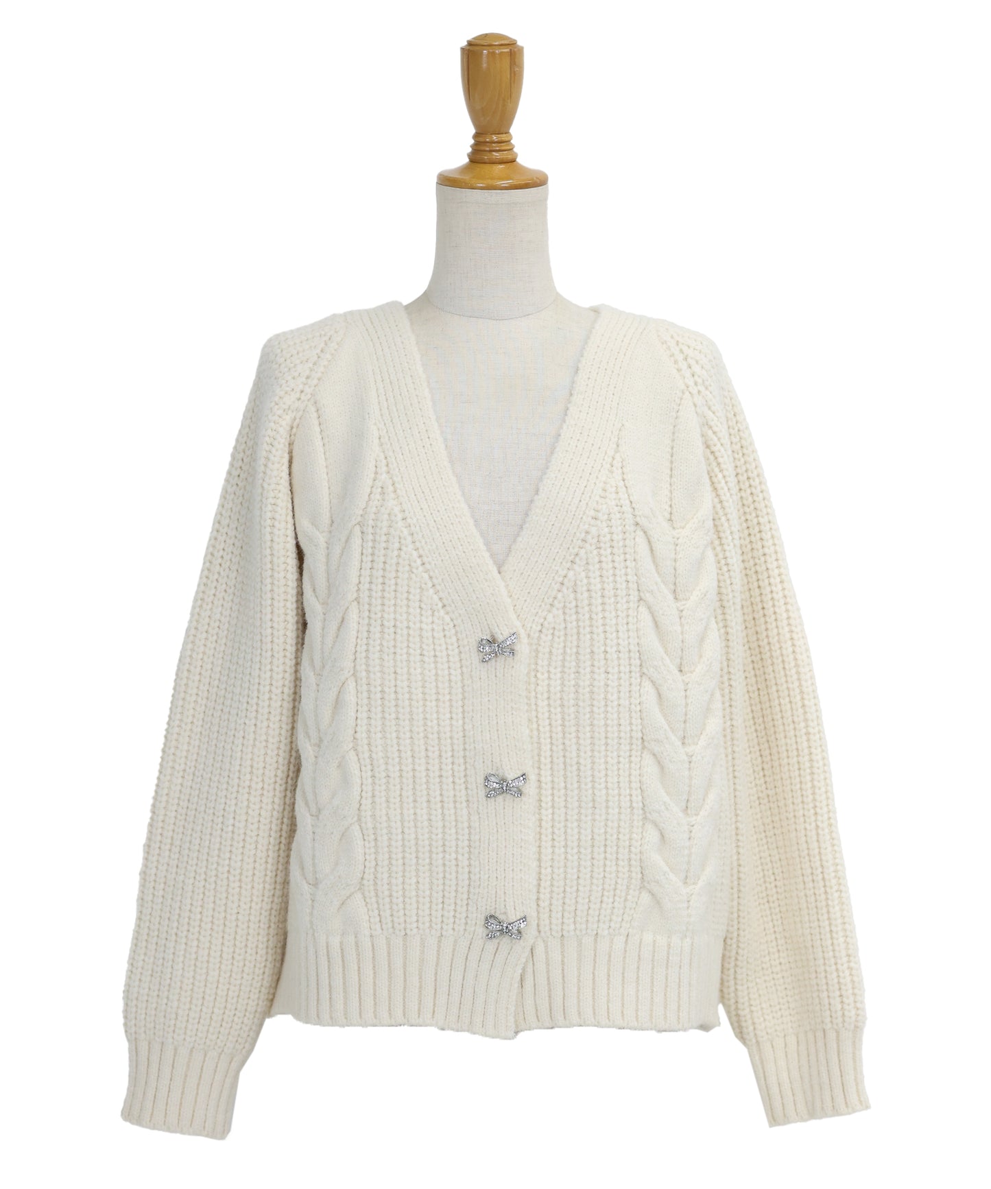 ビジューリボンボタンカーディガン