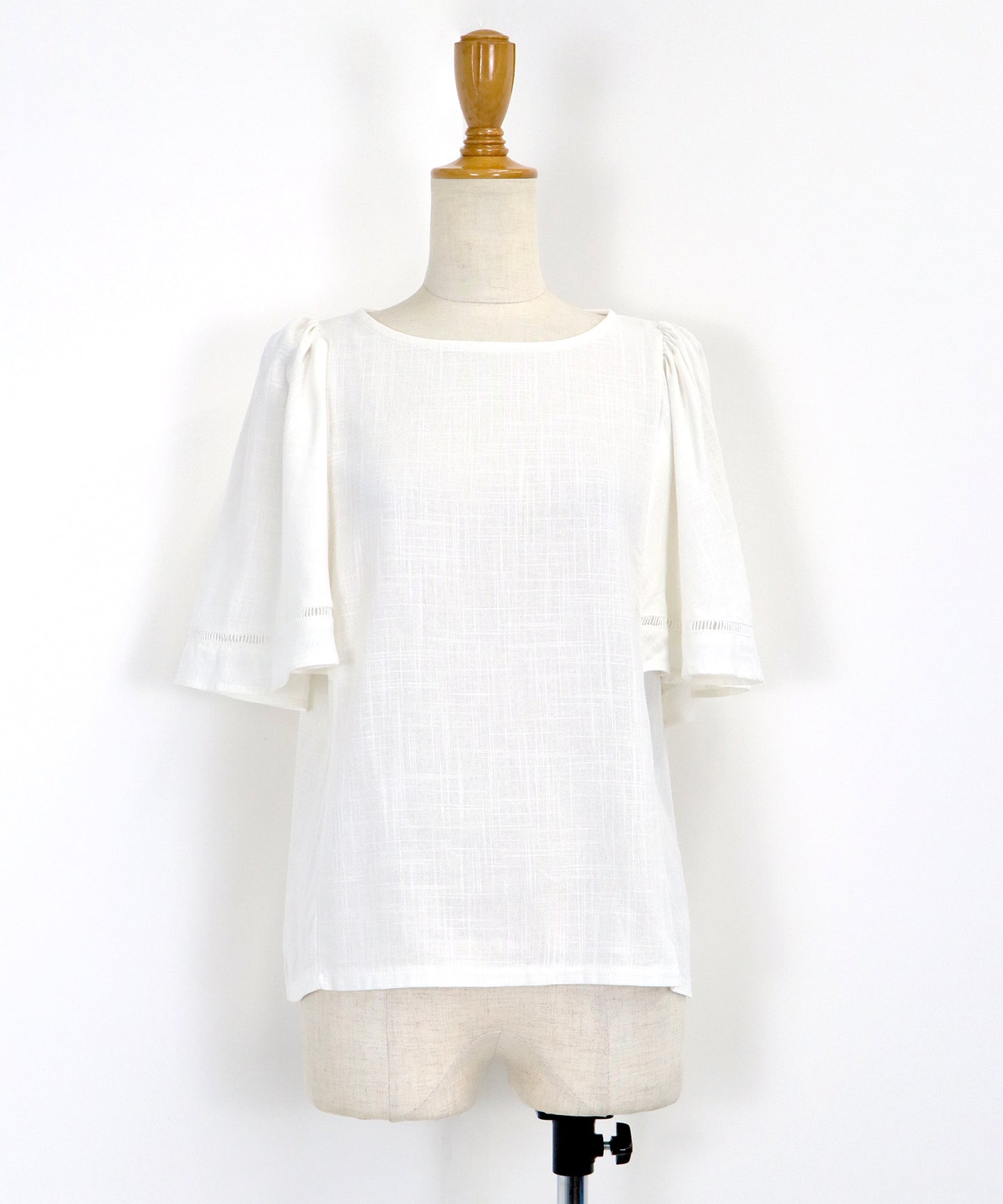 【SALE】ケープ袖リネンブラウス【ネコポス】