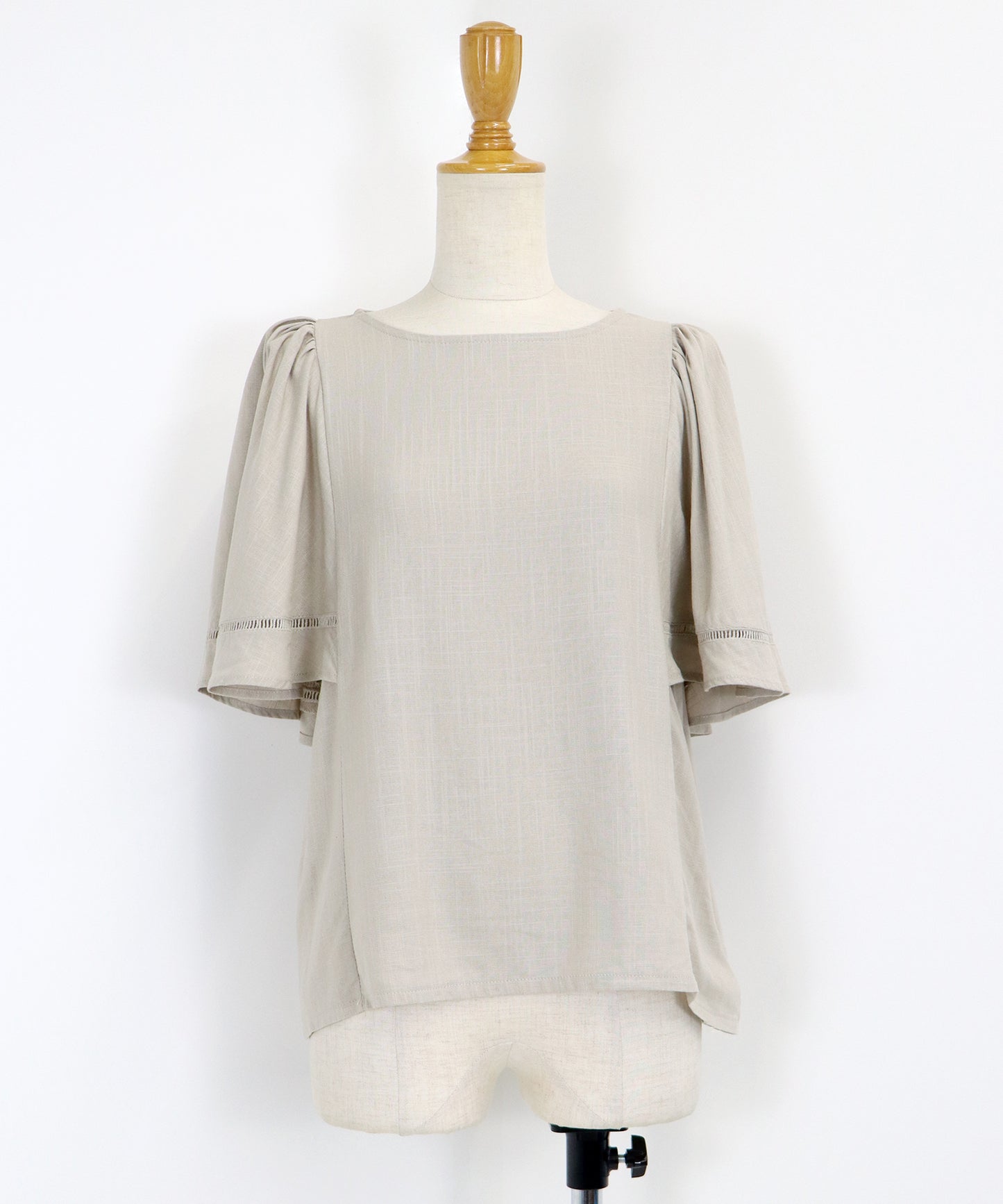 【SALE】ケープ袖リネンブラウス【ネコポス】
