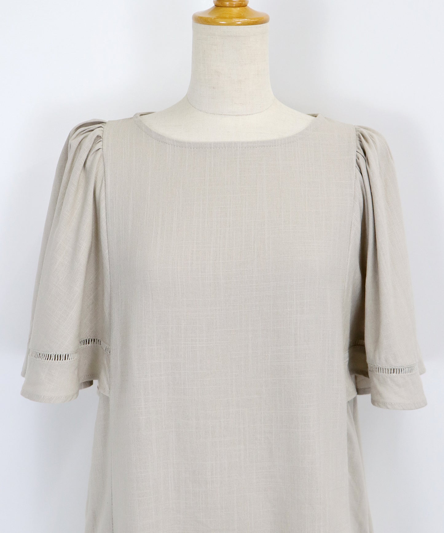 【SALE】ケープ袖リネンブラウス【ネコポス】