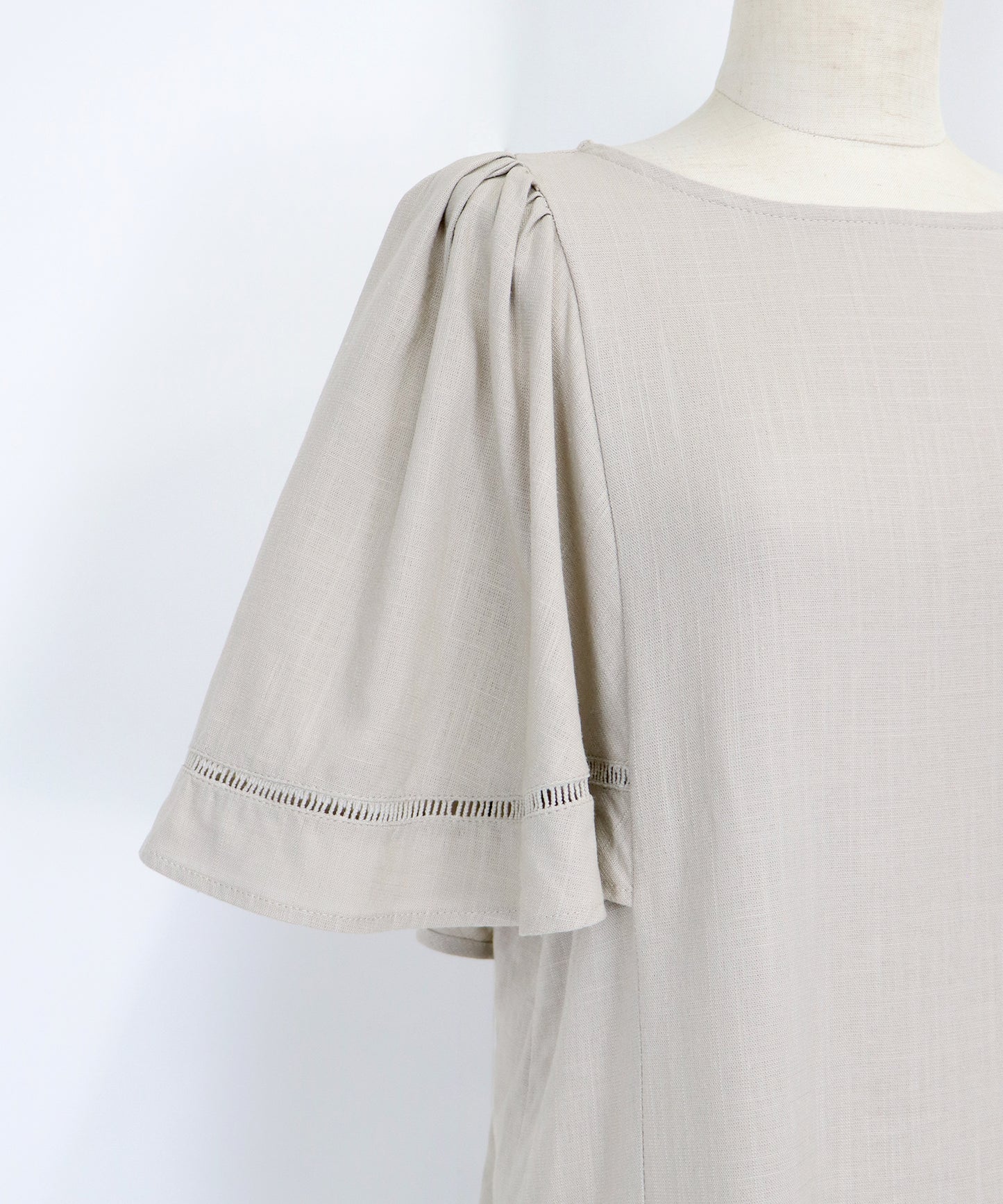 【SALE】ケープ袖リネンブラウス【ネコポス】