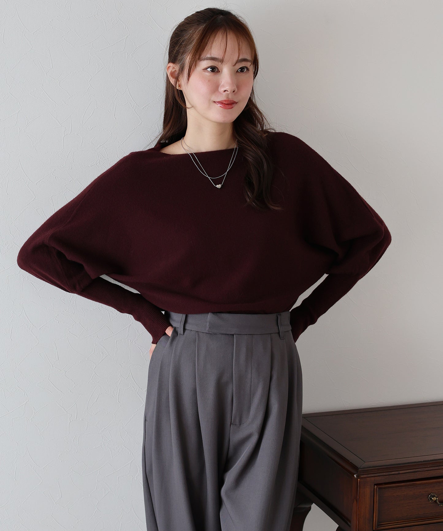 【早割5%OFF】ウール混ボリュームスリーブドルマンニット