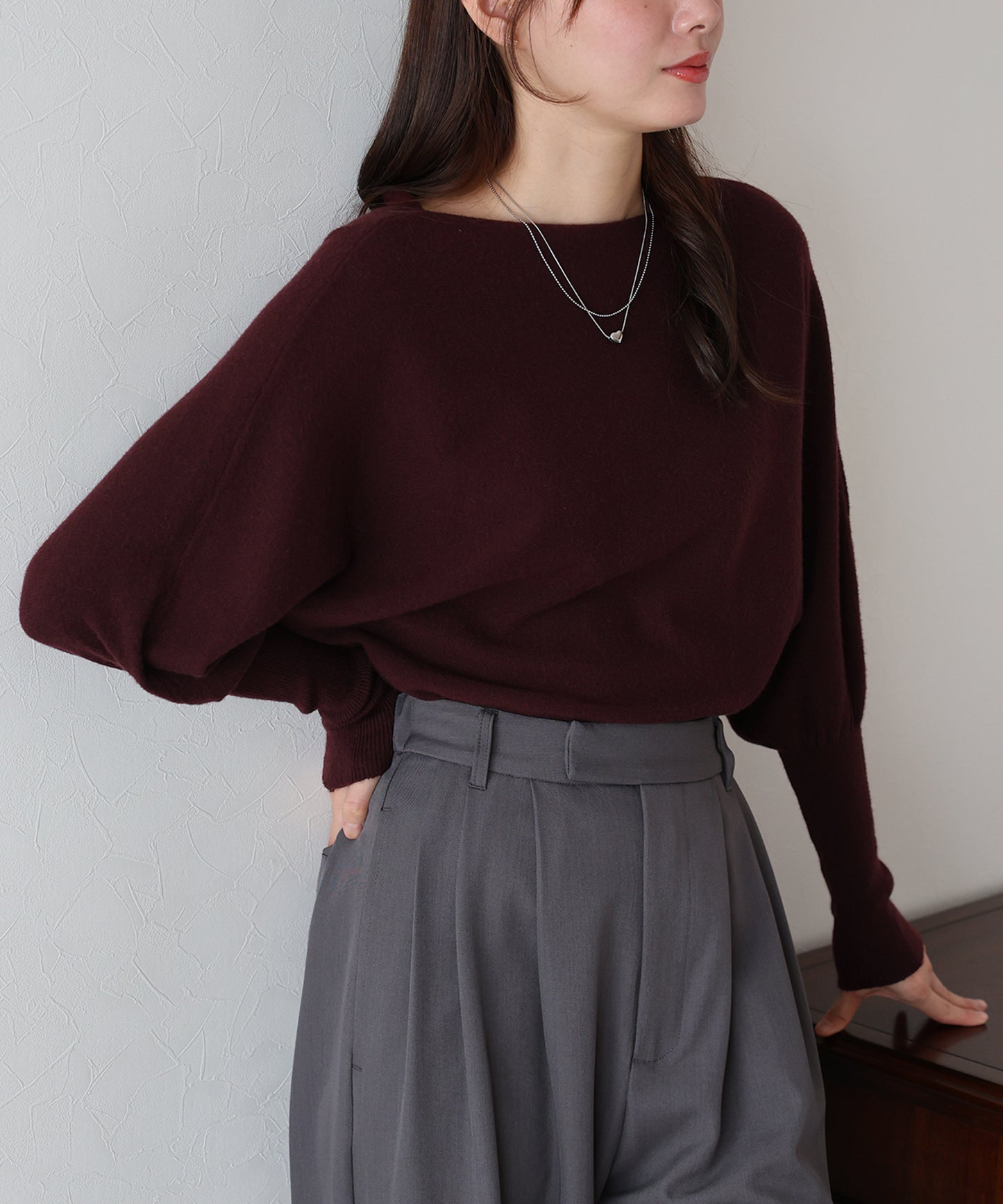 【早割5%OFF】ウール混ボリュームスリーブドルマンニット