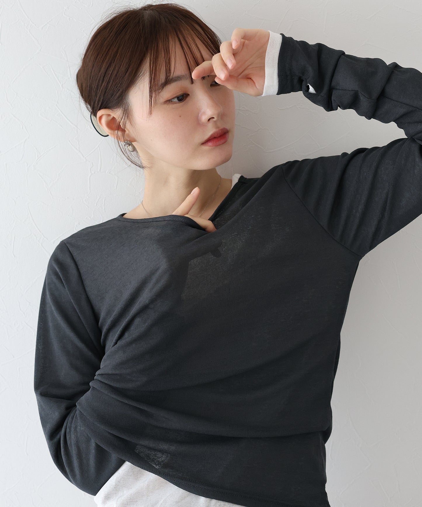 【TIME SALE】クルーネックシアートップス【ネコポス】