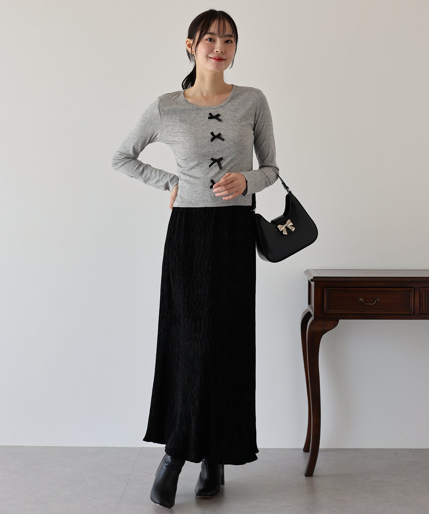 【SALE】リボン付きカットソー【ネコポス】