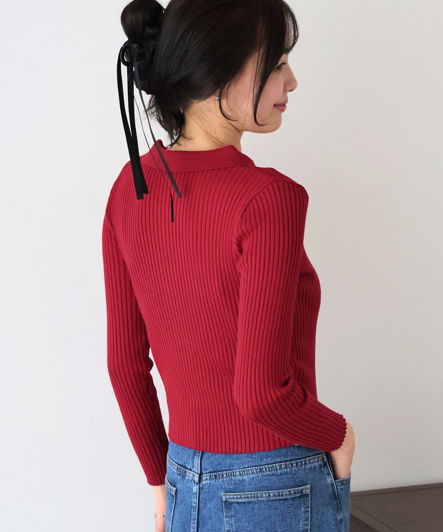 ポロ衿リブニット