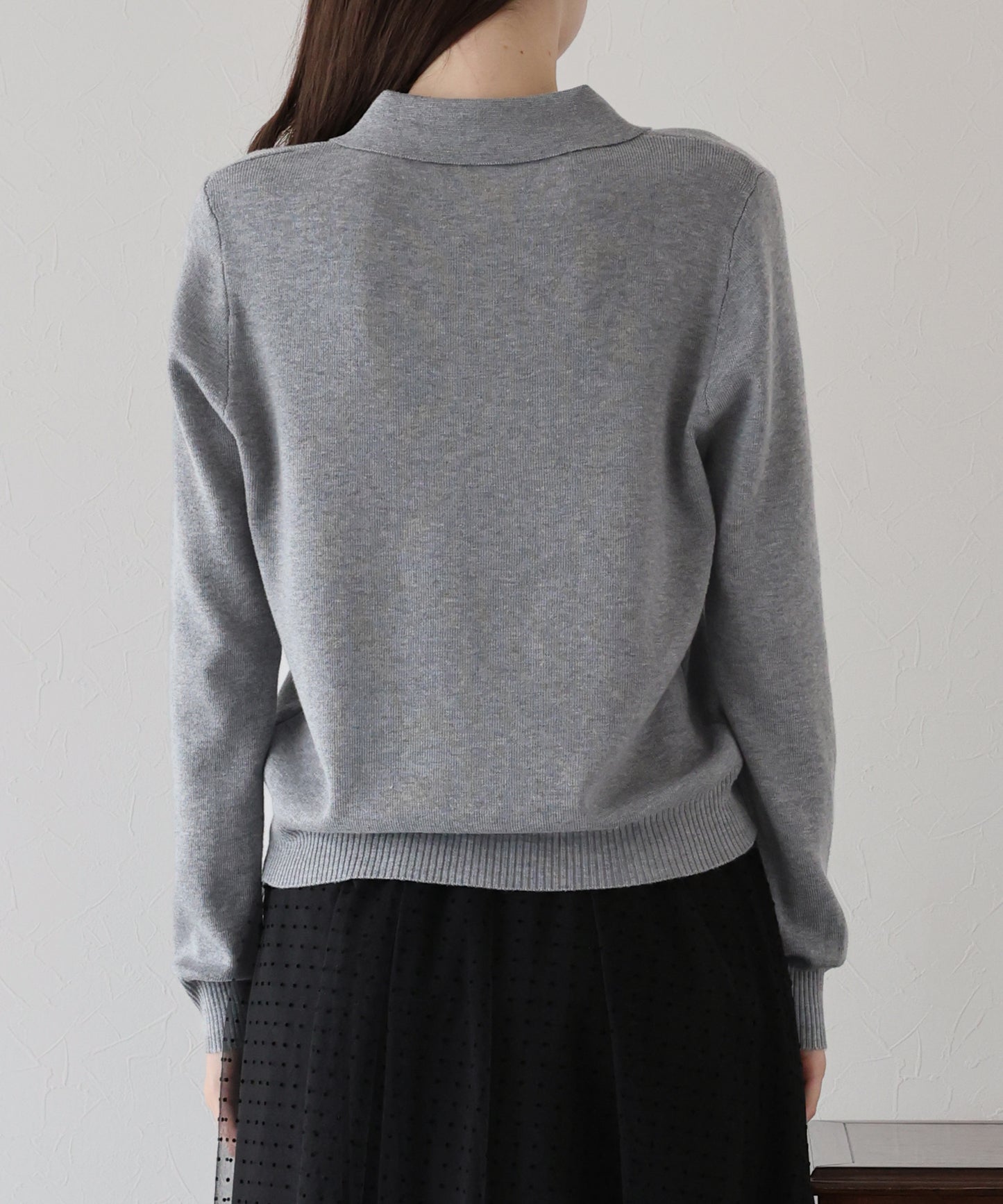 【早割5%OFF】ウール混フロントフリルポロニット