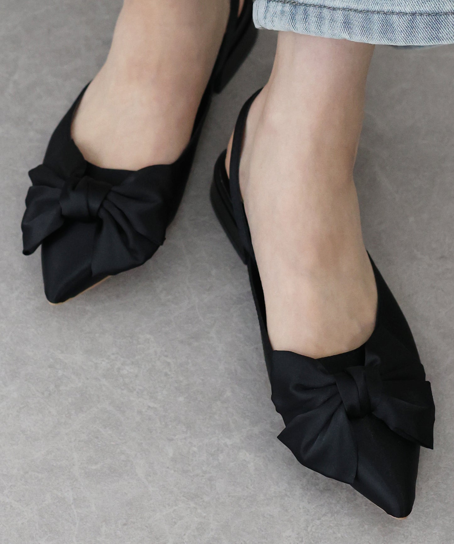 【SALE】リボン付きバックストラップミュール