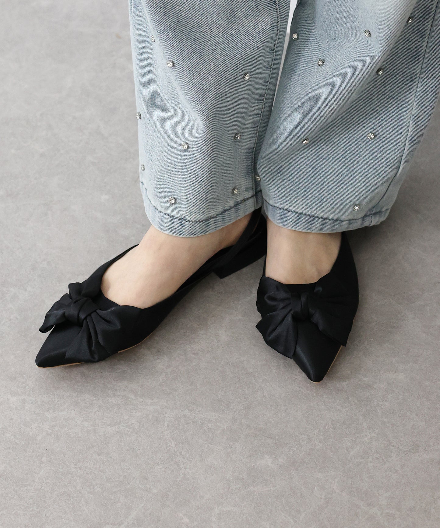 【SALE】リボン付きバックストラップミュール