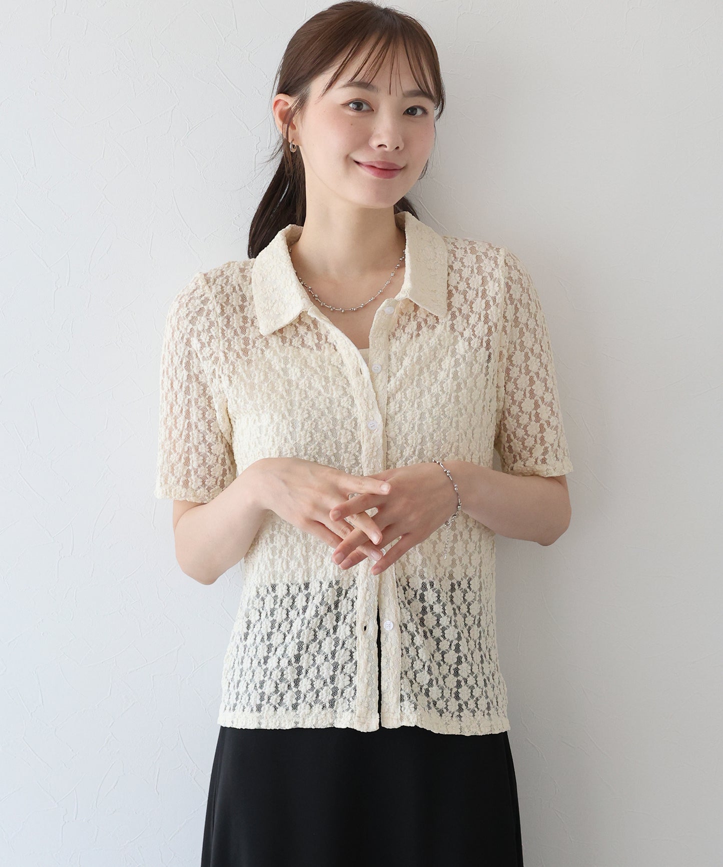 【TIME SALE】カットレースポロシャツ【ネコポス】