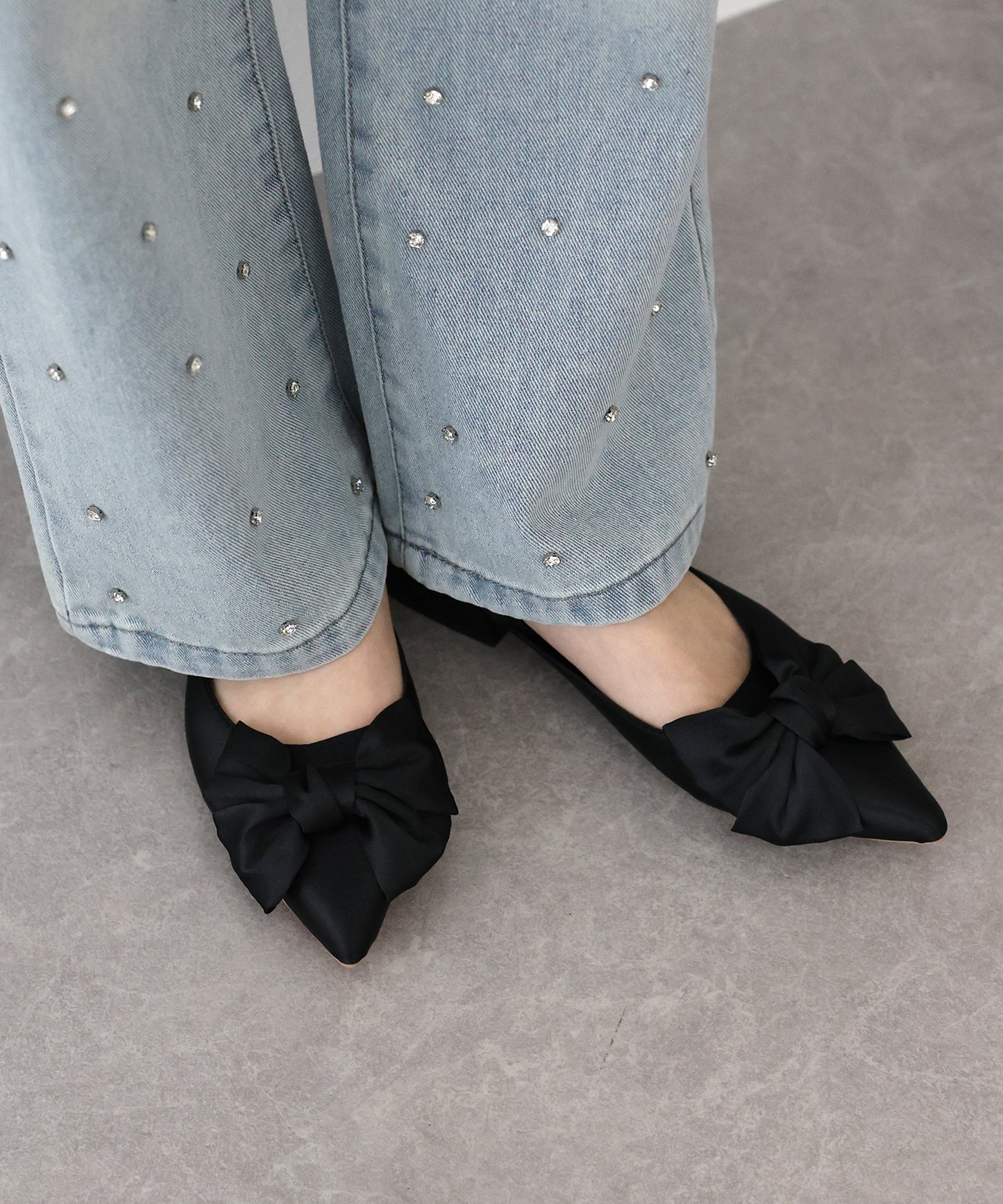 【SALE】リボン付きバックストラップミュール