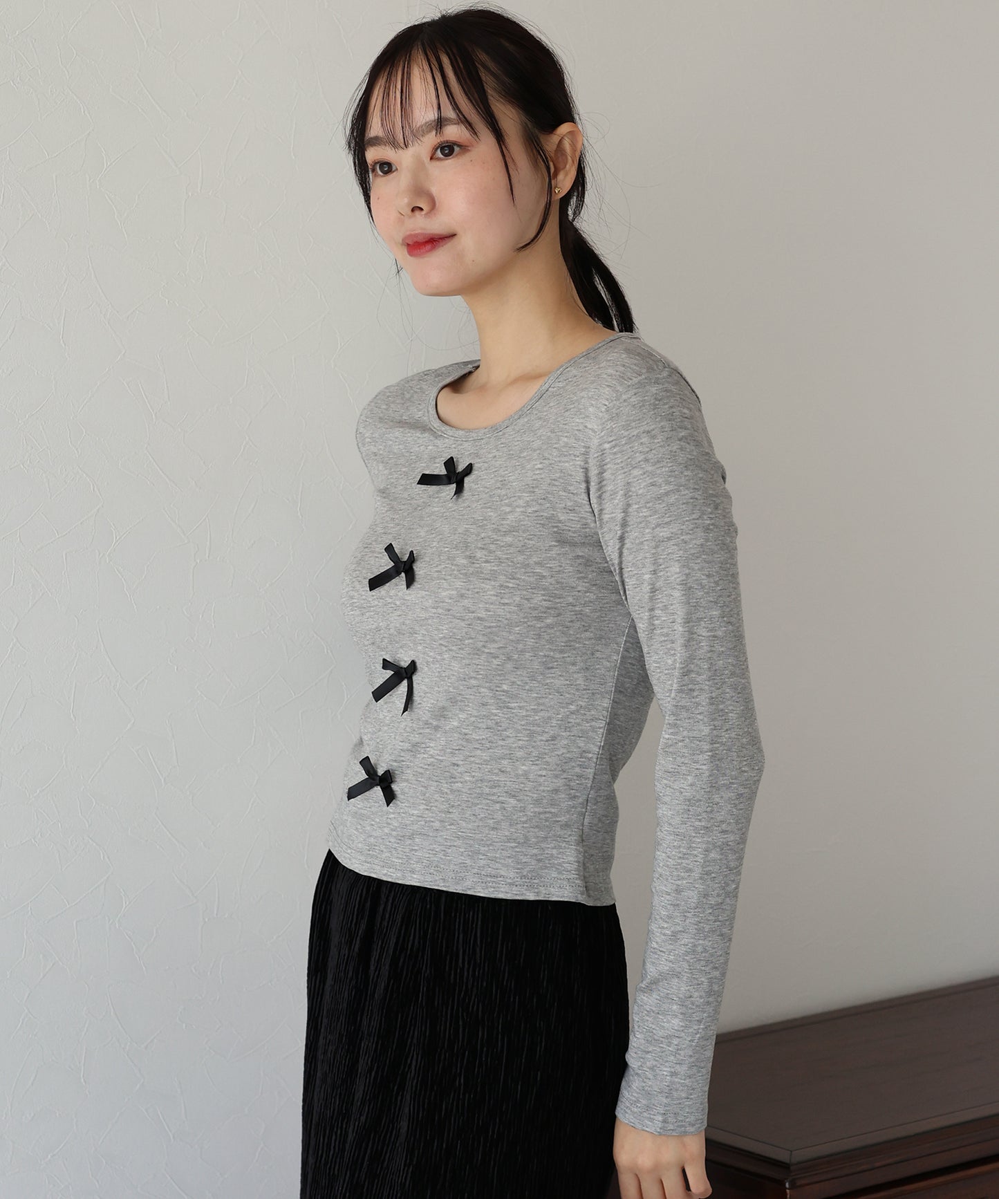 【SALE】リボン付きカットソー【ネコポス】