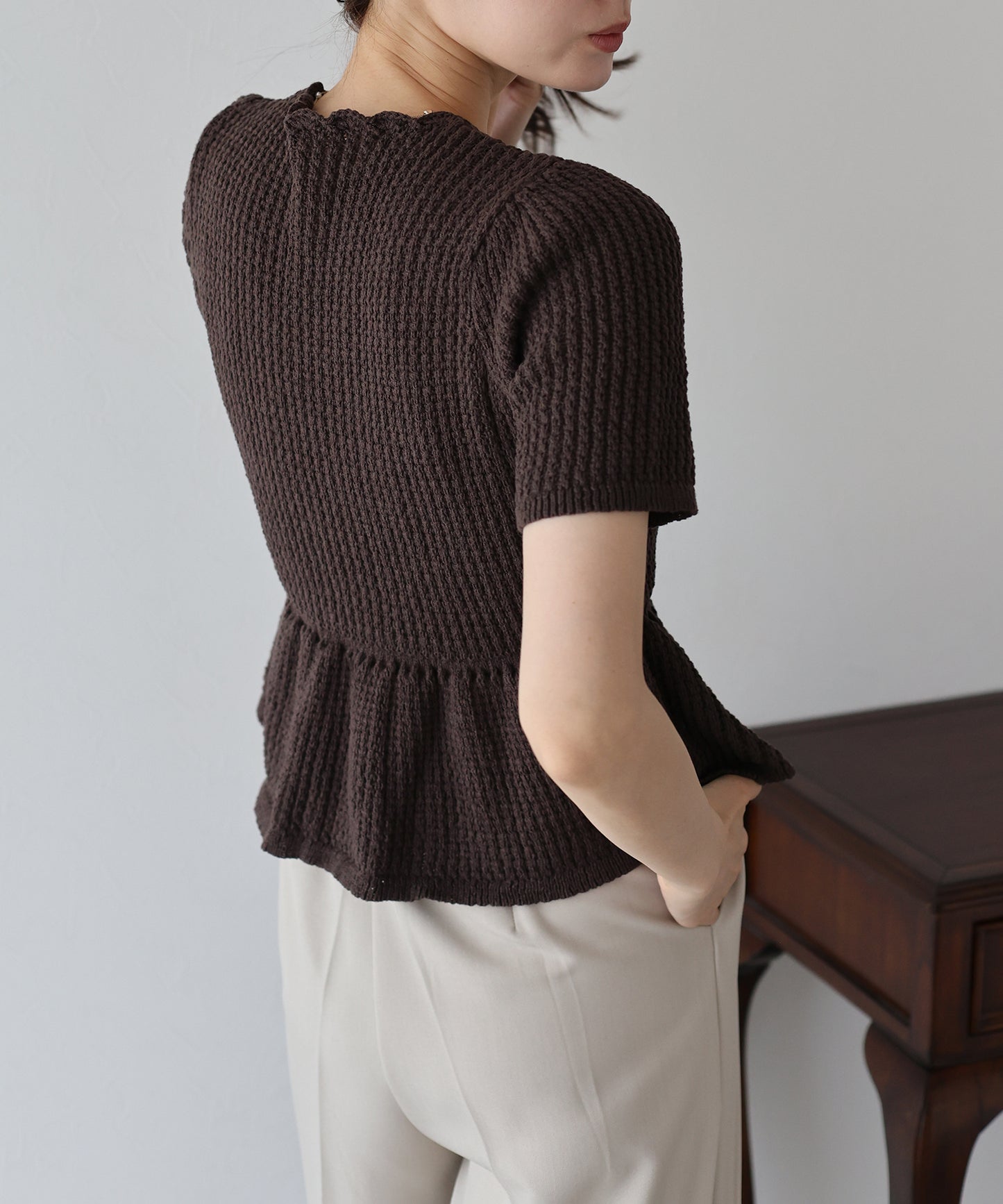 【TIME SALE】パールボタンペプラムニット