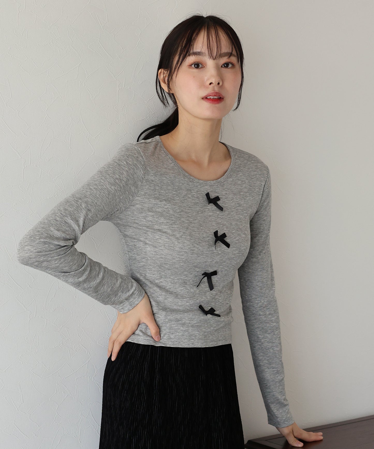 【SALE】リボン付きカットソー【ネコポス】