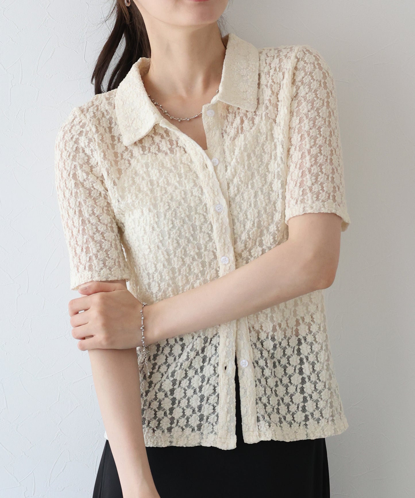 【TIME SALE】カットレースポロシャツ【ネコポス】