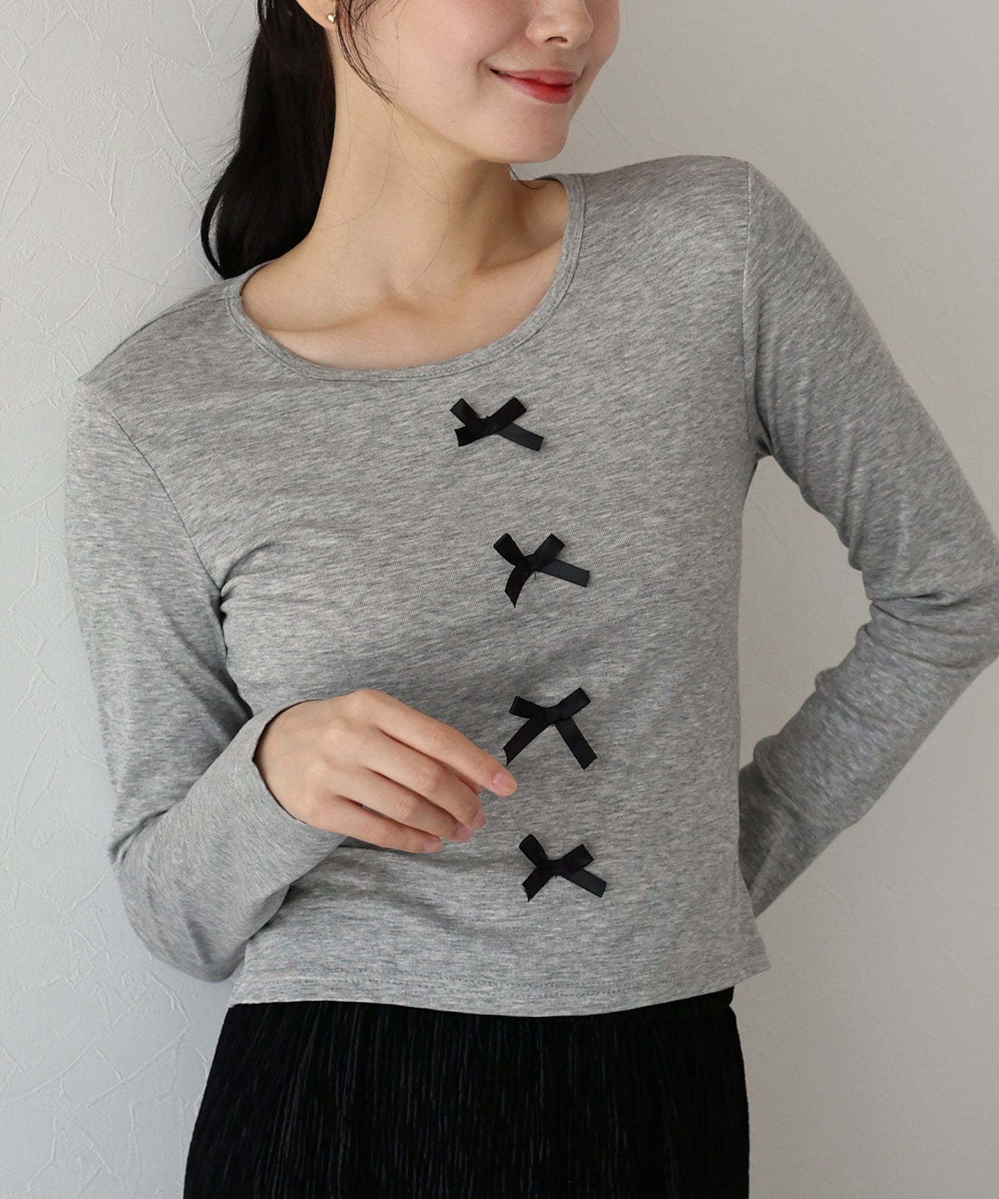 【SALE】リボン付きカットソー【ネコポス】